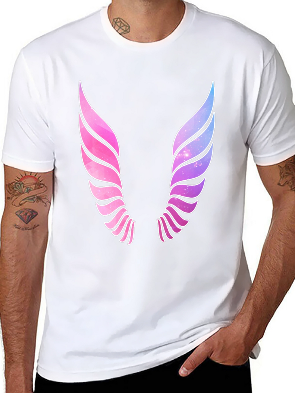 Galaxy Wings Graphic Black T-Shirt