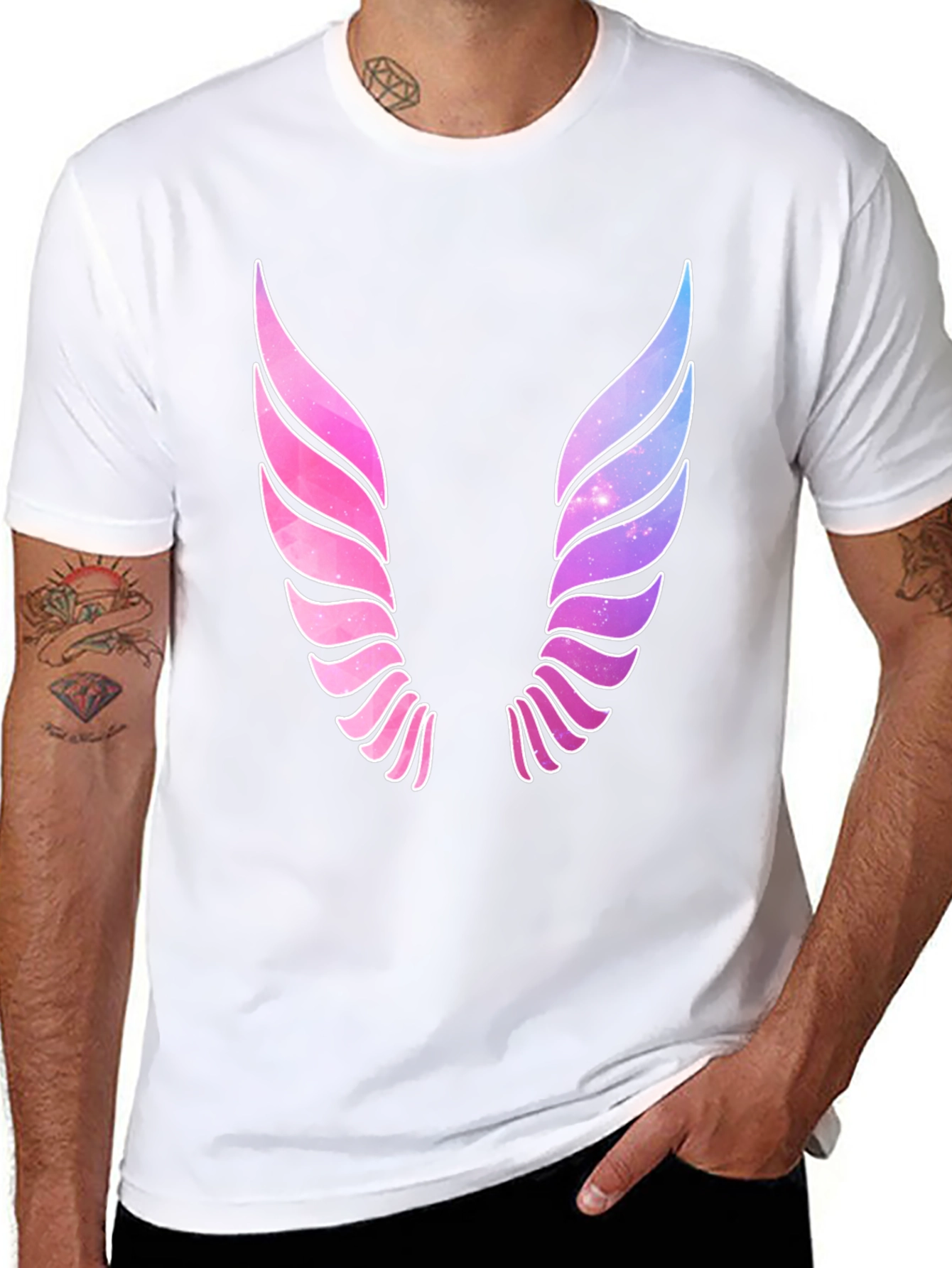 Galaxy Wings Graphic Black T-Shirt