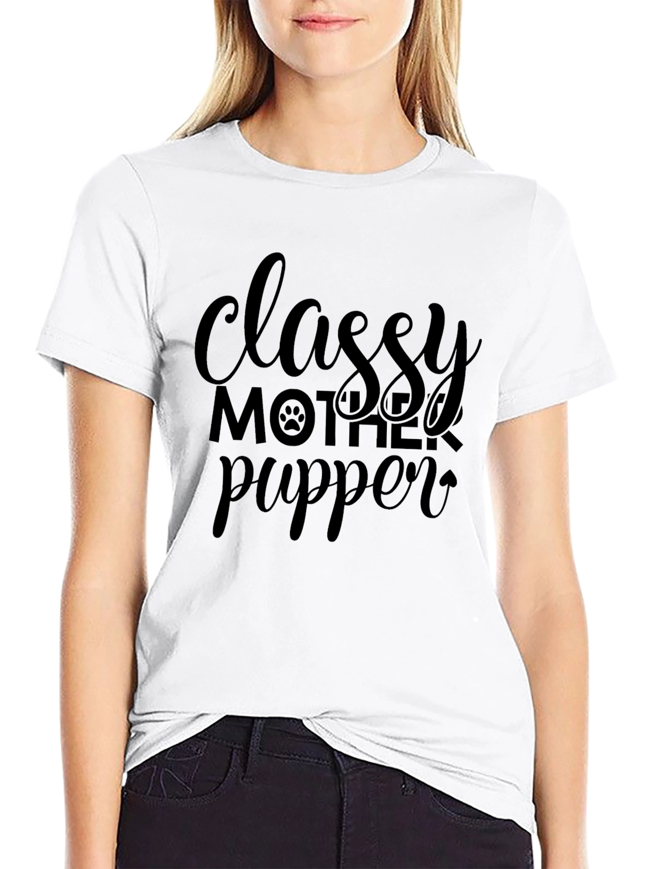 Classy Mother Pupper Black Graphic T-Shirt