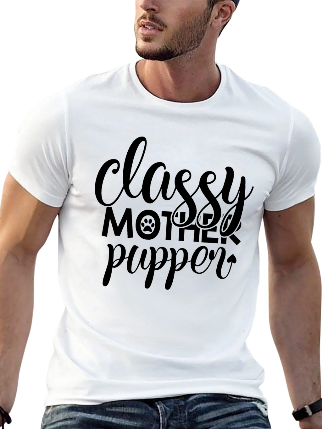 Classy Mother Pupper Black Graphic T-Shirt
