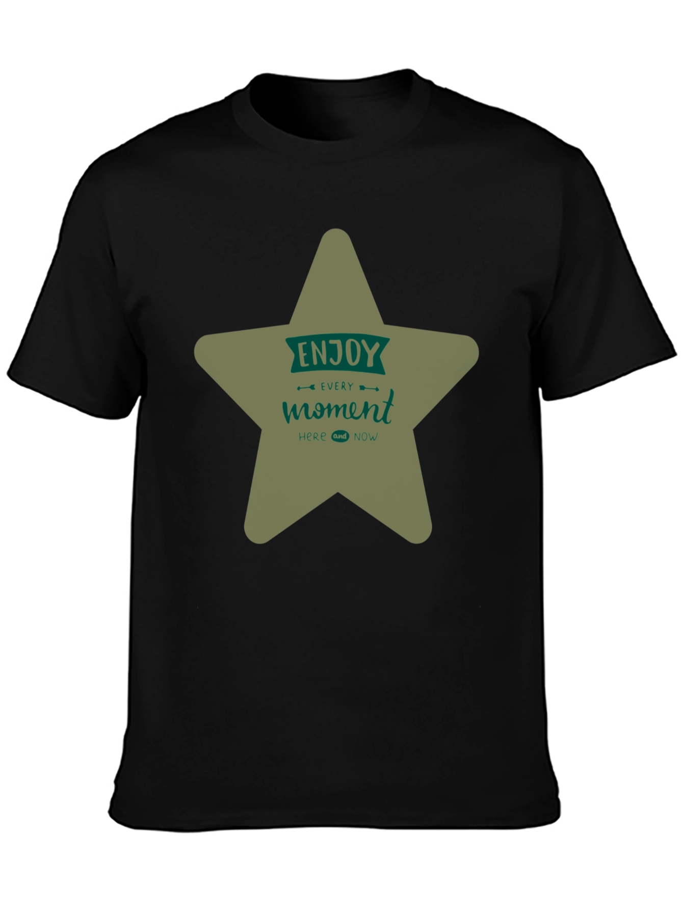 Enjoy Every Moment Star Graphic Tee - Black Casual Shirt