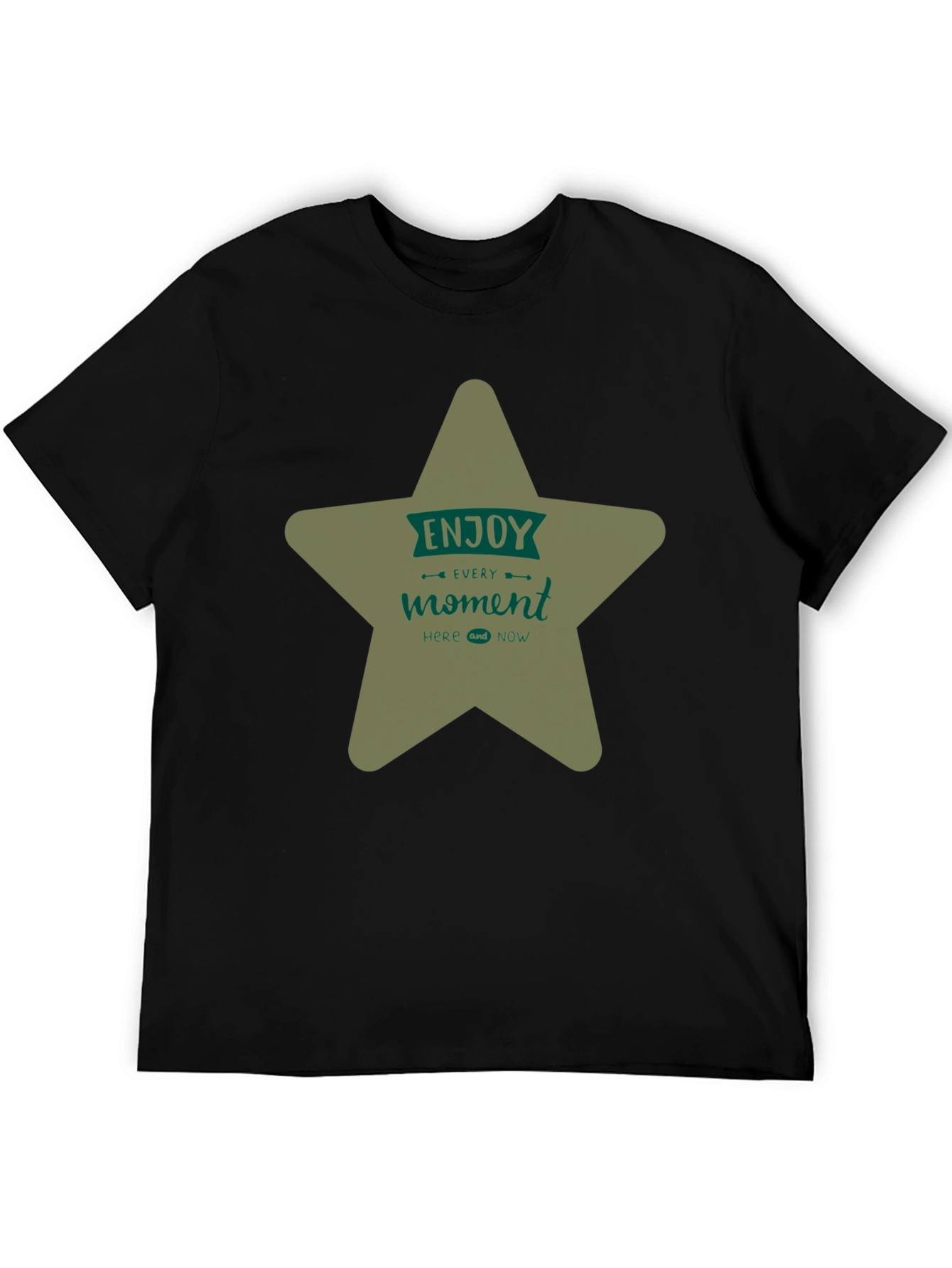 Enjoy Every Moment Star Graphic Tee - Black Casual Shirt