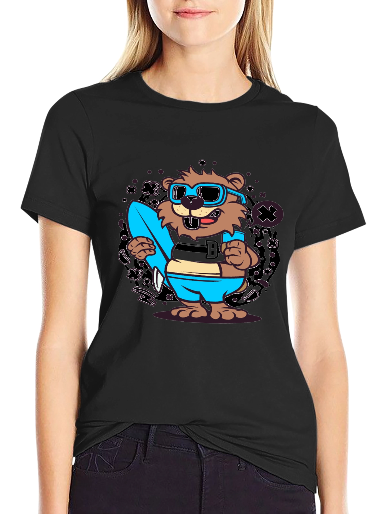 Cool Cartoon Beaver Graphic Tee