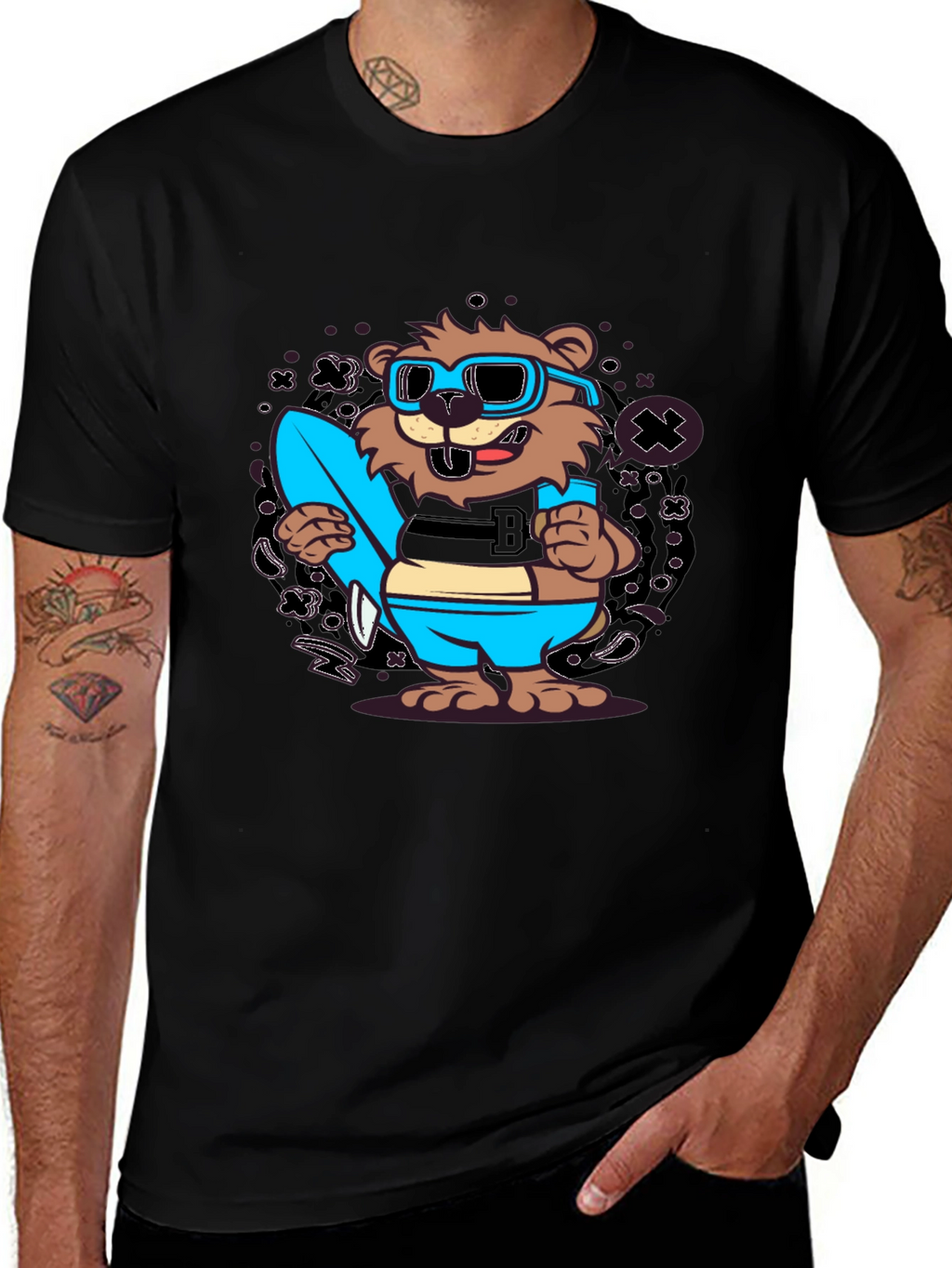 Cool Cartoon Beaver Graphic Tee