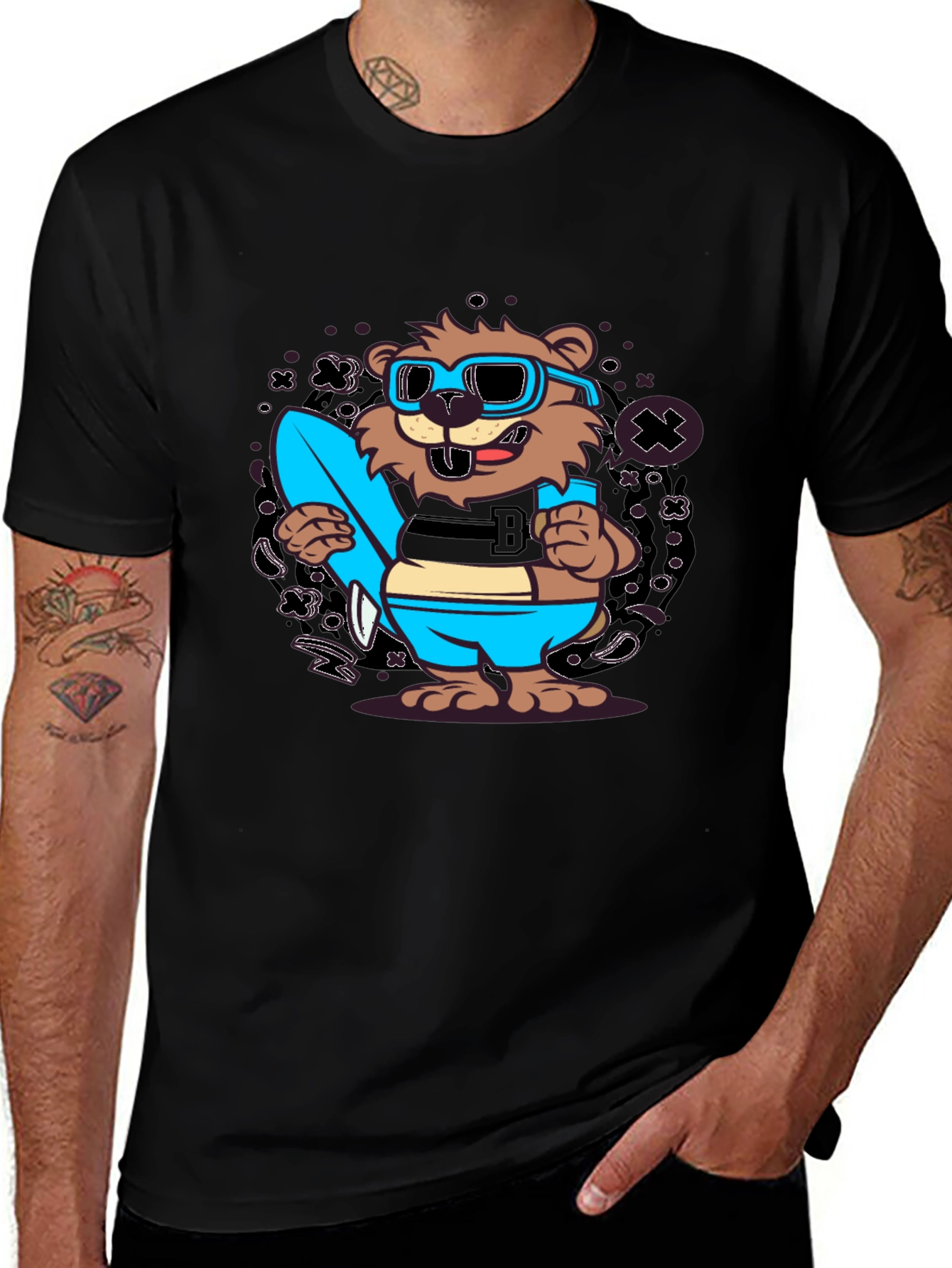 Cool Cartoon Beaver Graphic Tee