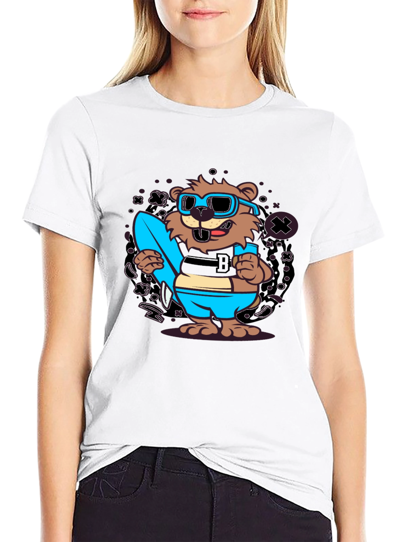 Cool Cartoon Beaver Graphic Tee