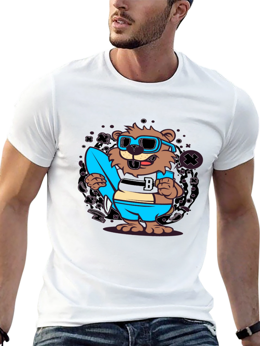 Cool Cartoon Beaver Graphic Tee