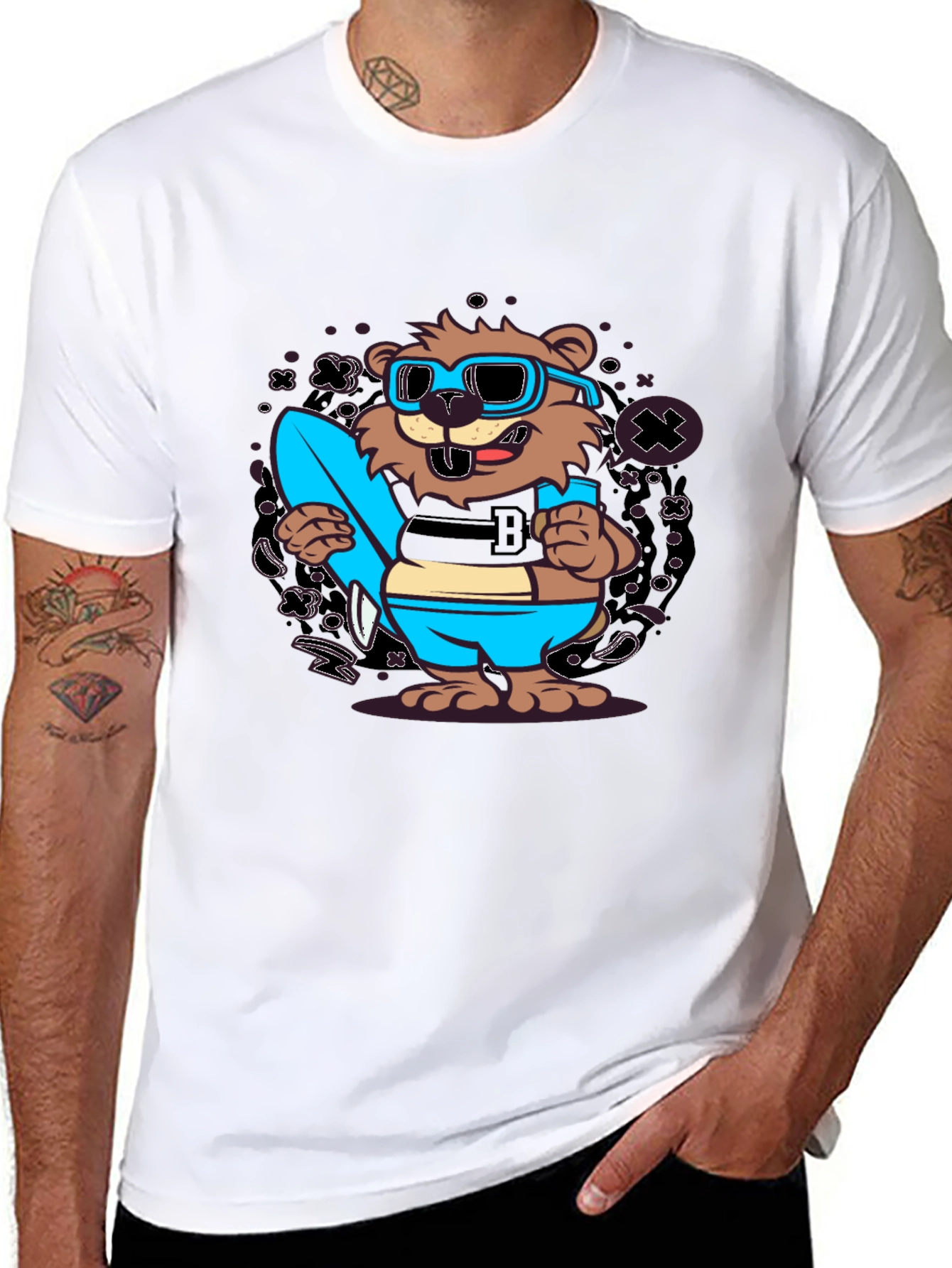 Cool Cartoon Beaver Graphic Tee