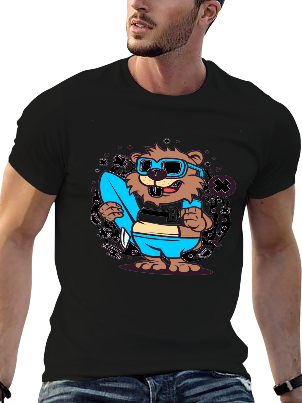 Cool Cartoon Beaver Graphic Tee