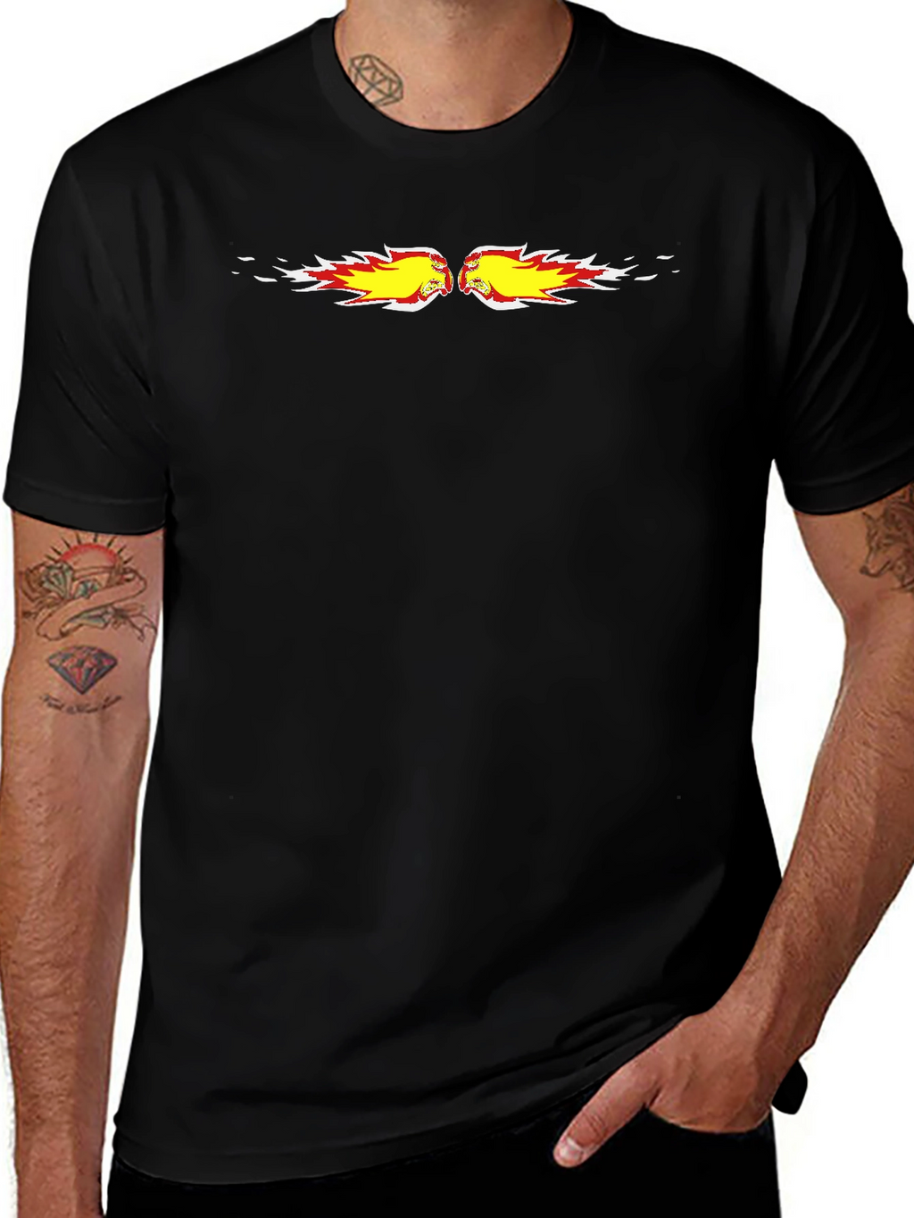 Fiery Fist Bump Graphic Black Tee