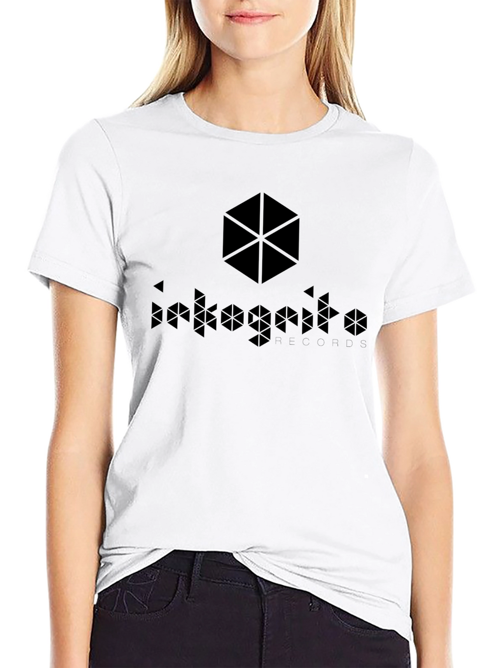 Geometric Hexagon Graphic Tee - Black