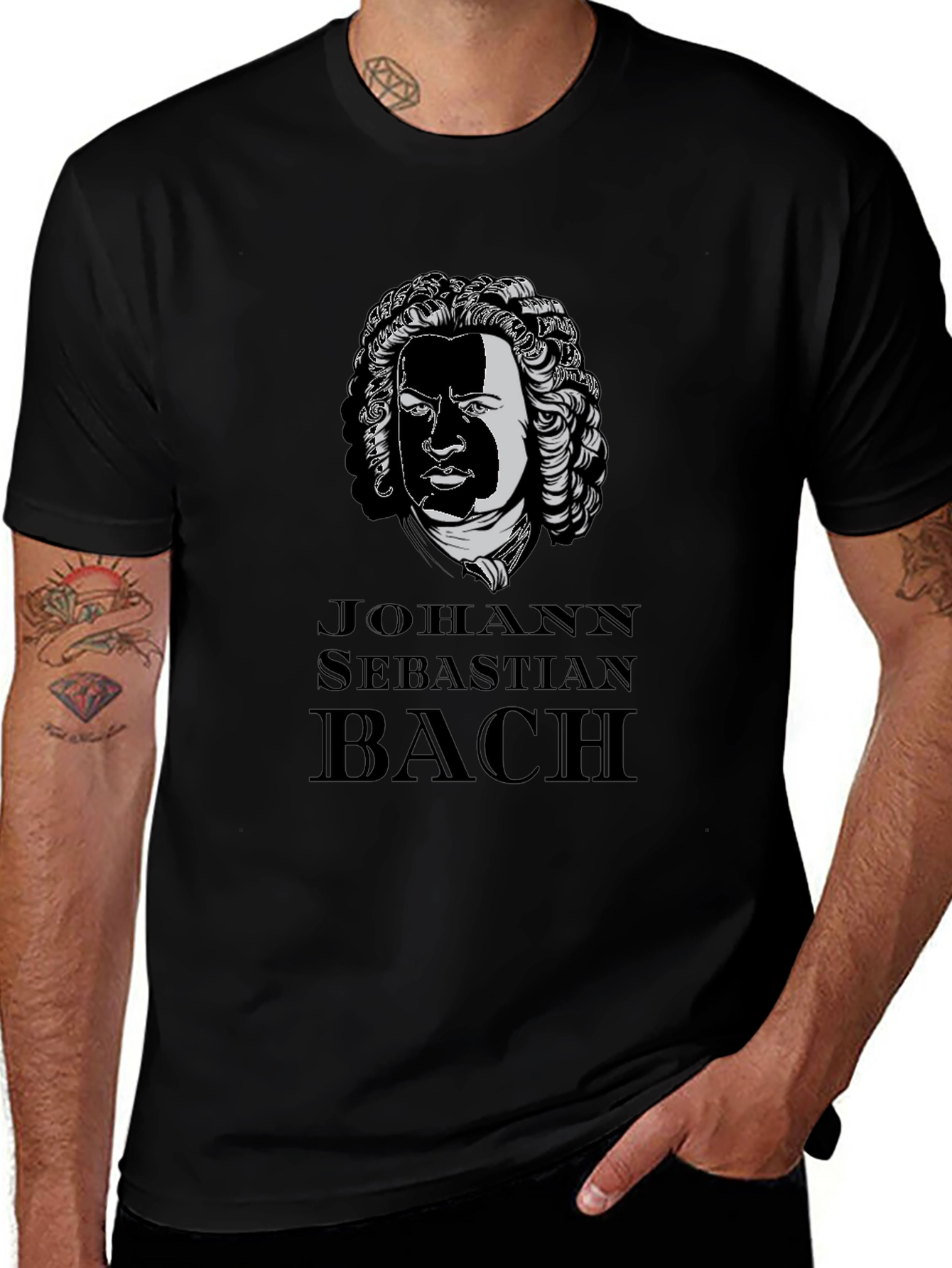Johann Sebastian Bach Graphic Tee - Black Cotton T-Shirt