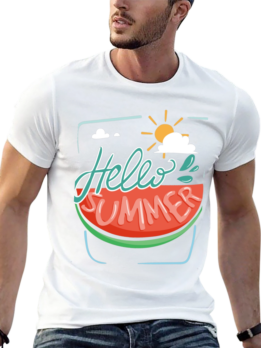Hello Summer Watermelon Graphic Tee - Black