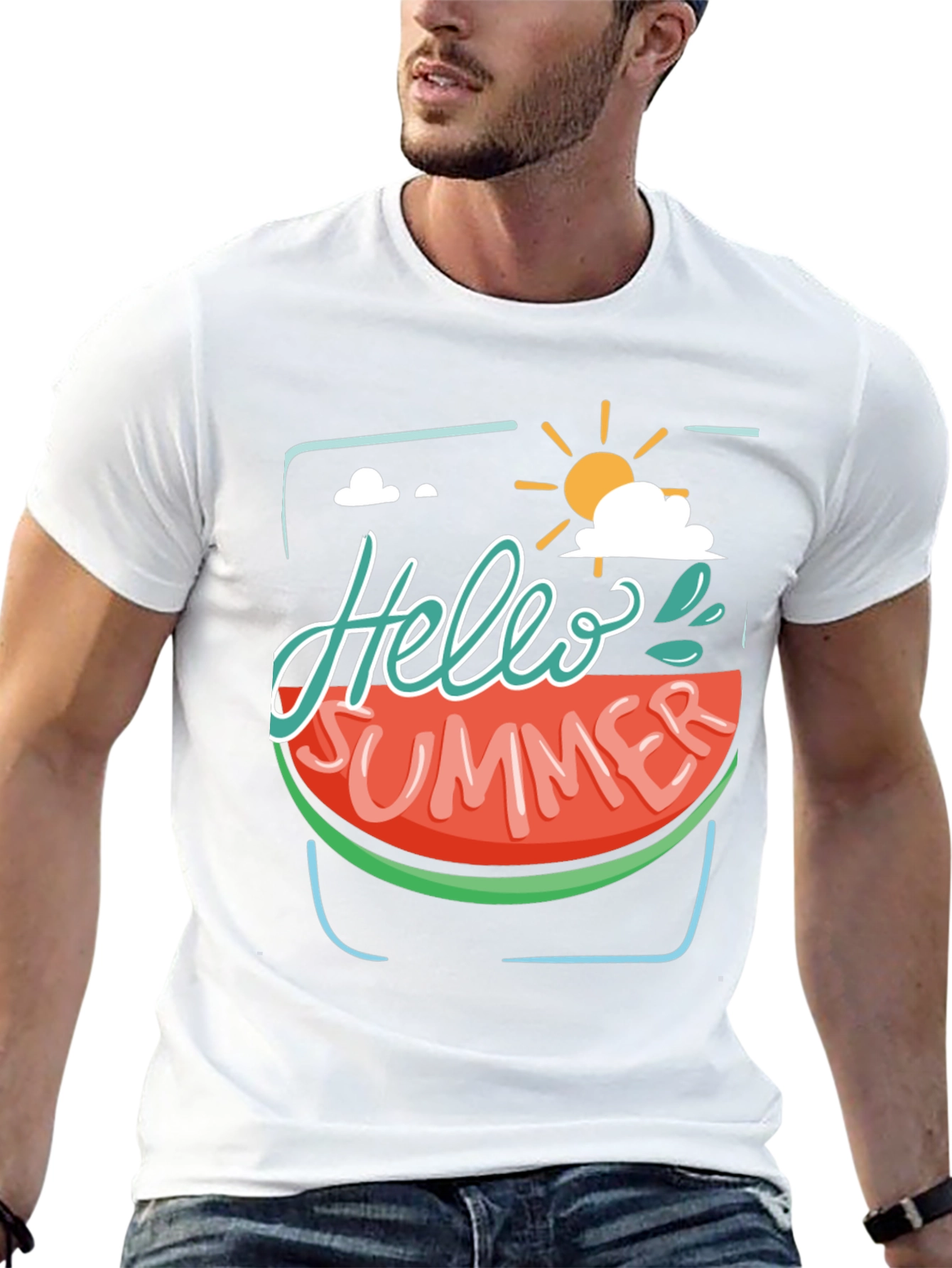Hello Summer Watermelon Graphic Tee - Black