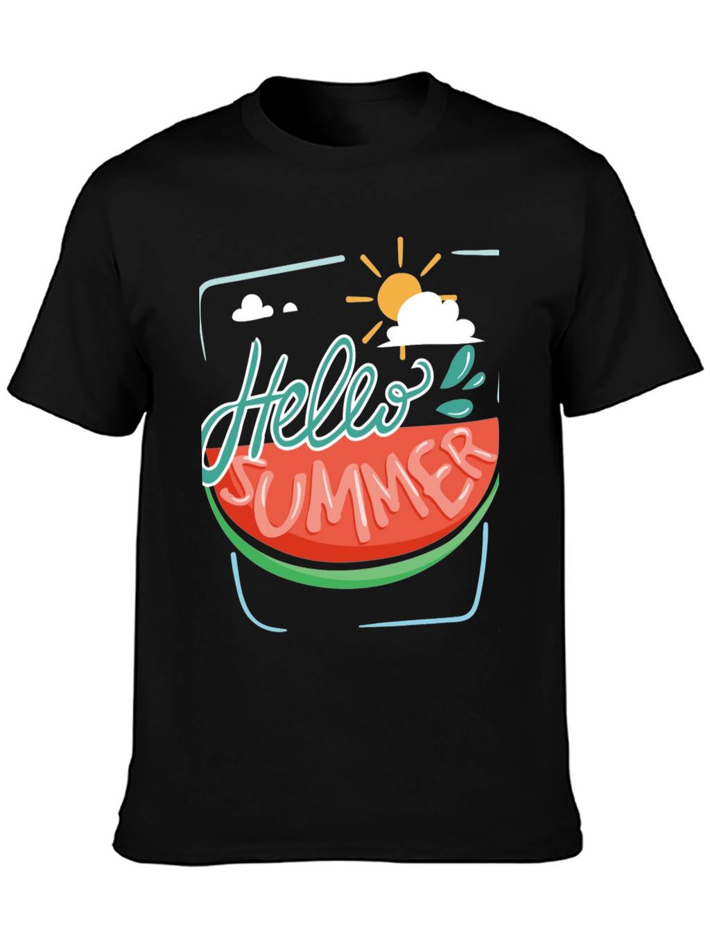 Hello Summer Watermelon Graphic Tee - Black