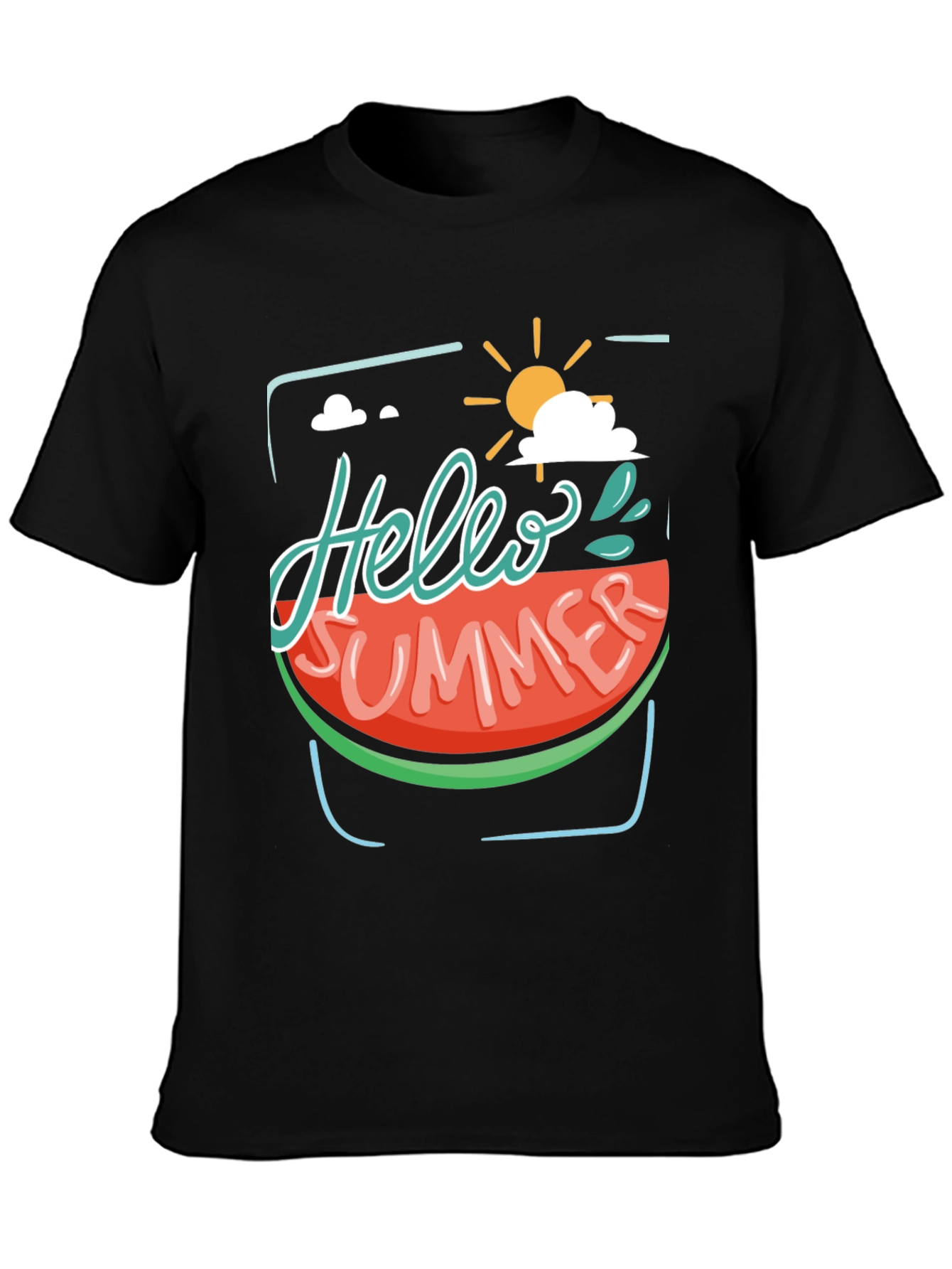 Hello Summer Watermelon Graphic Tee - Black