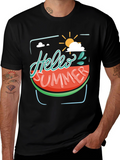 Hello Summer Watermelon Graphic Tee - Black