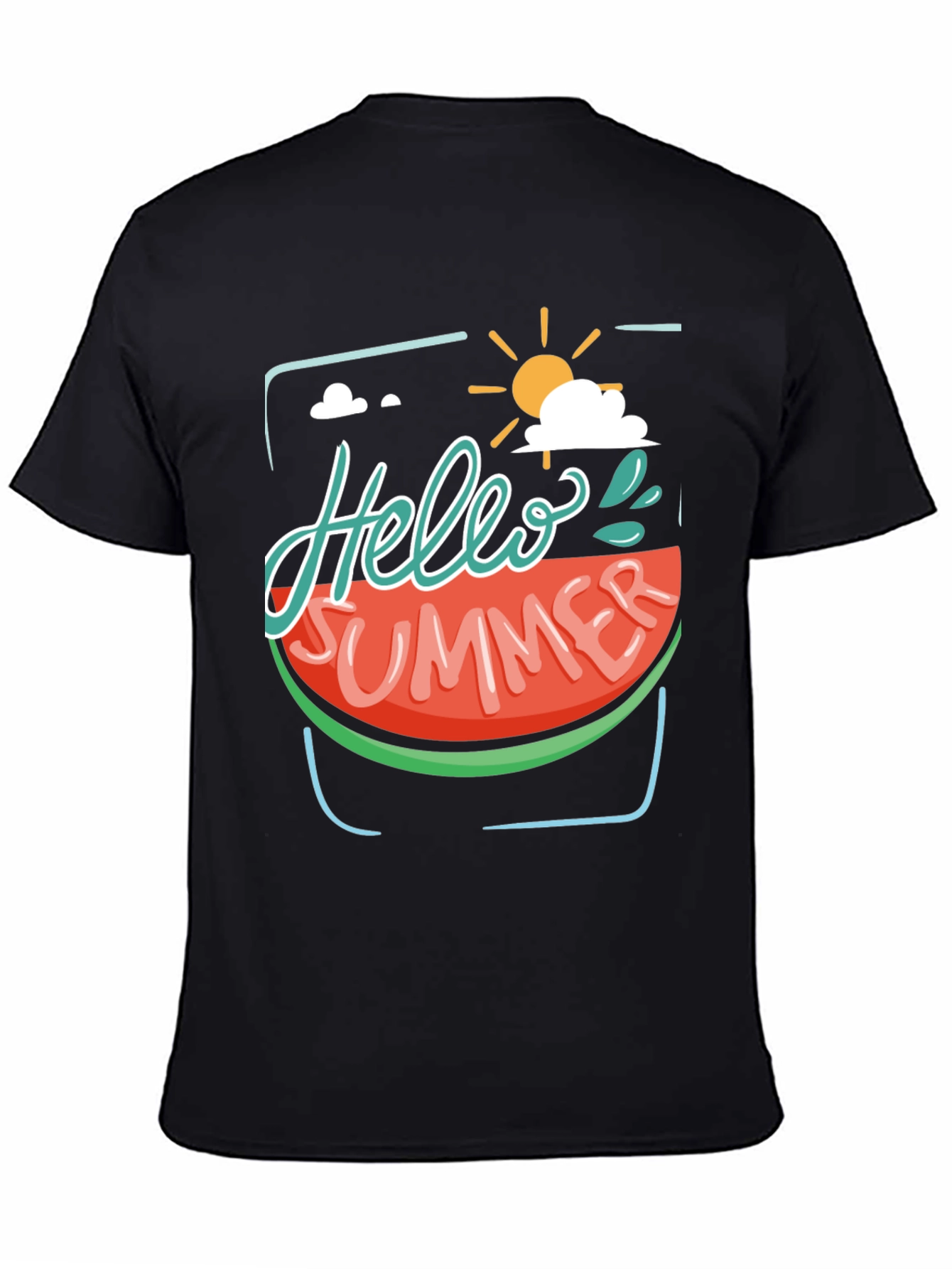 Hello Summer Watermelon Graphic Tee - Black