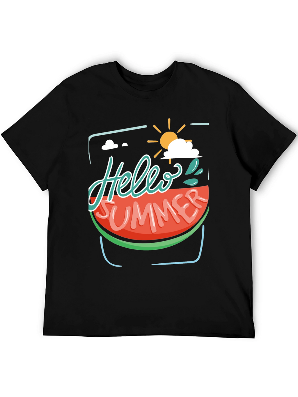 Hello Summer Watermelon Graphic Tee - Black