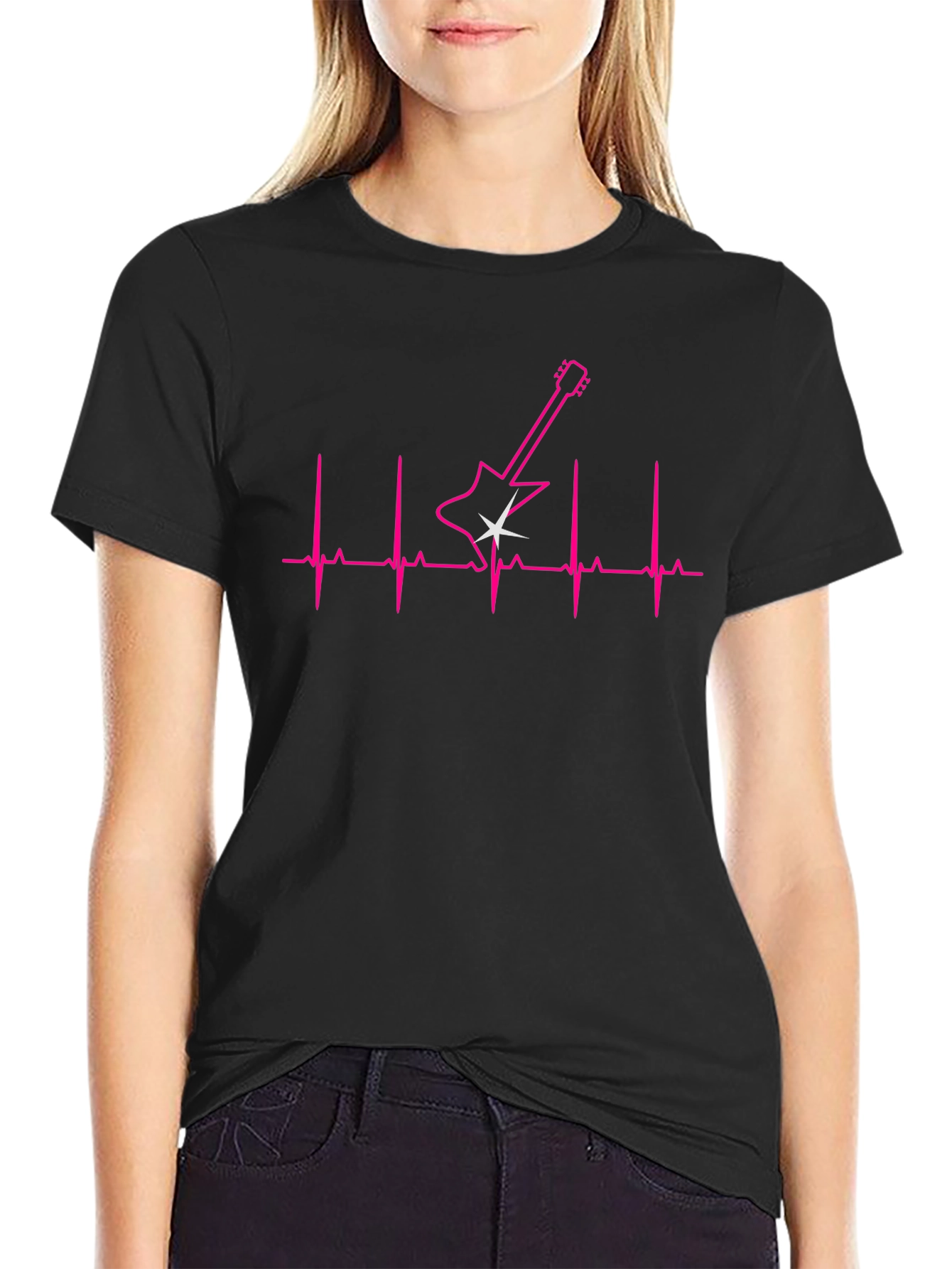 Guitar Heartbeat Graphic T-Shirt