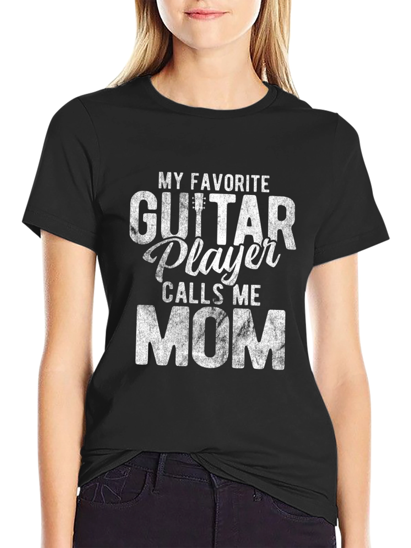 Guitar Player Mom T-Shirt - Black Graphic Tee
