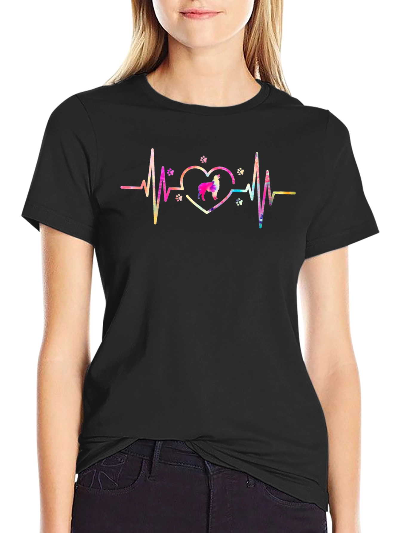 Dog Heartbeat Tee - Black Cotton Blend