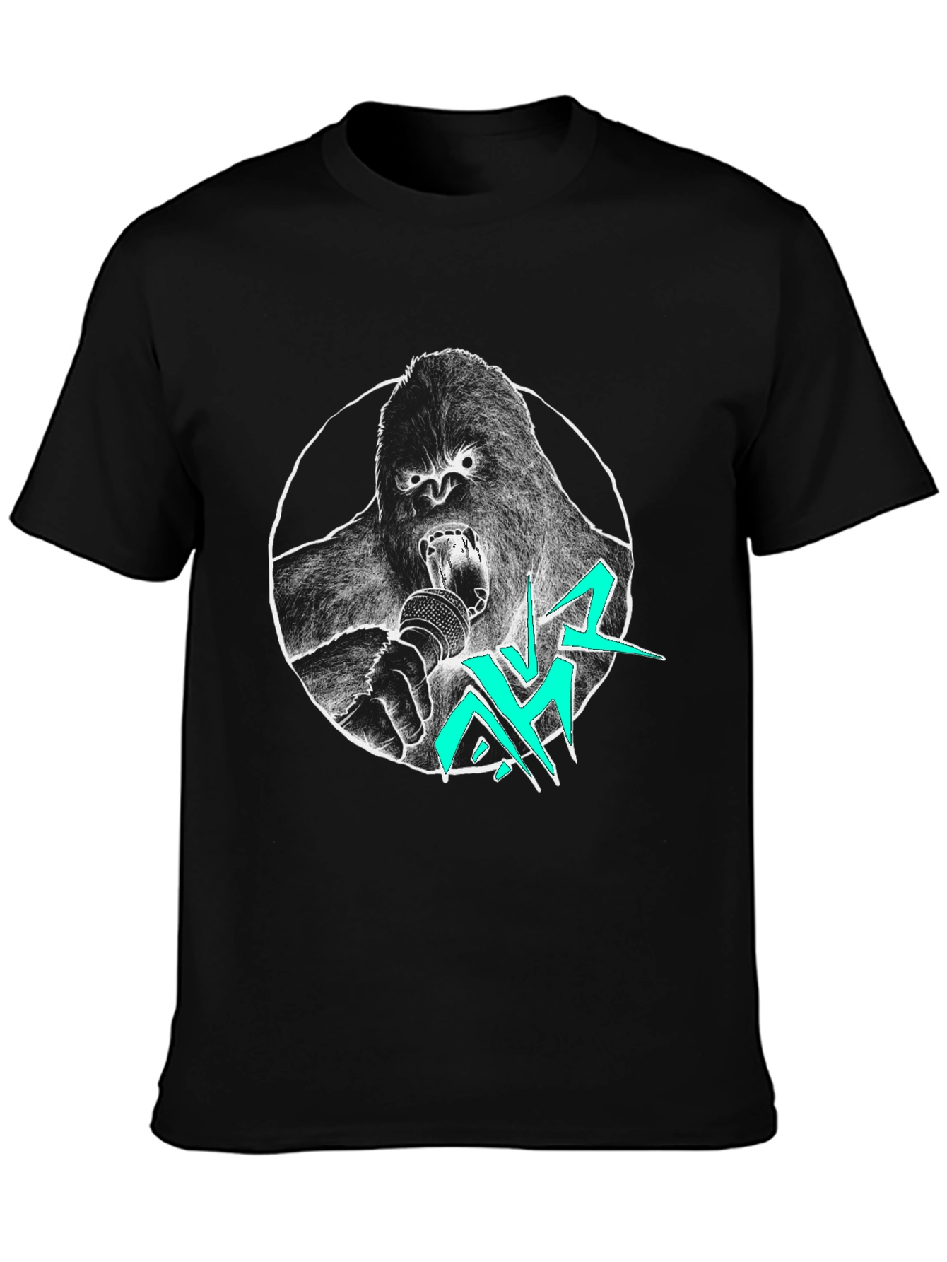 Gorilla Rapper Graphic Tee - Cool Black T-Shirt