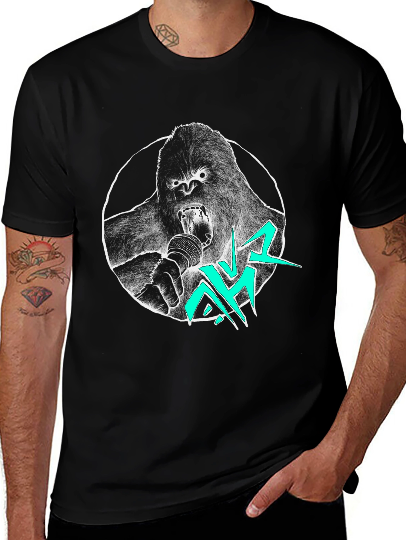 Gorilla Rapper Graphic Tee - Cool Black T-Shirt
