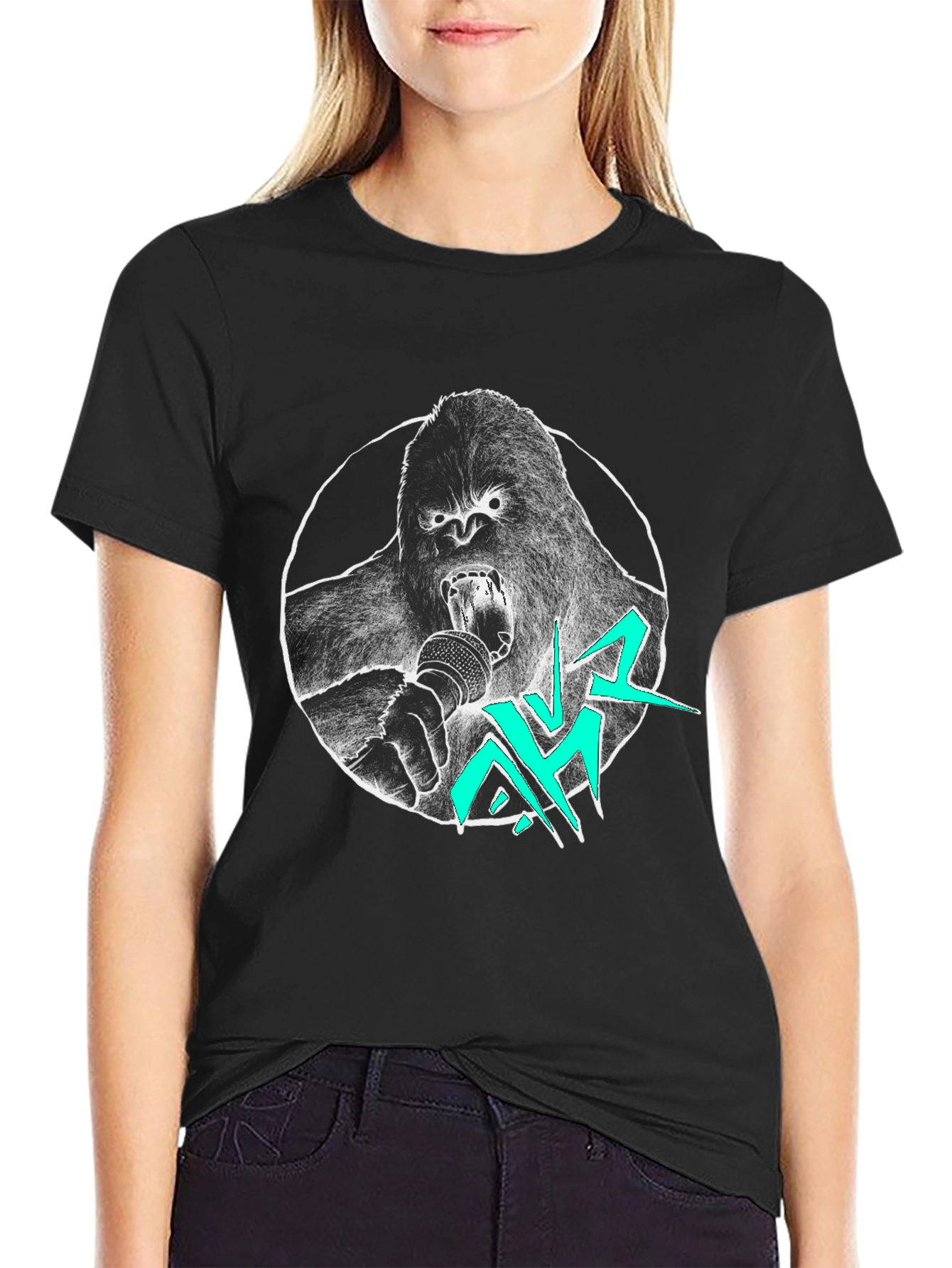 Gorilla Rapper Graphic Tee - Cool Black T-Shirt