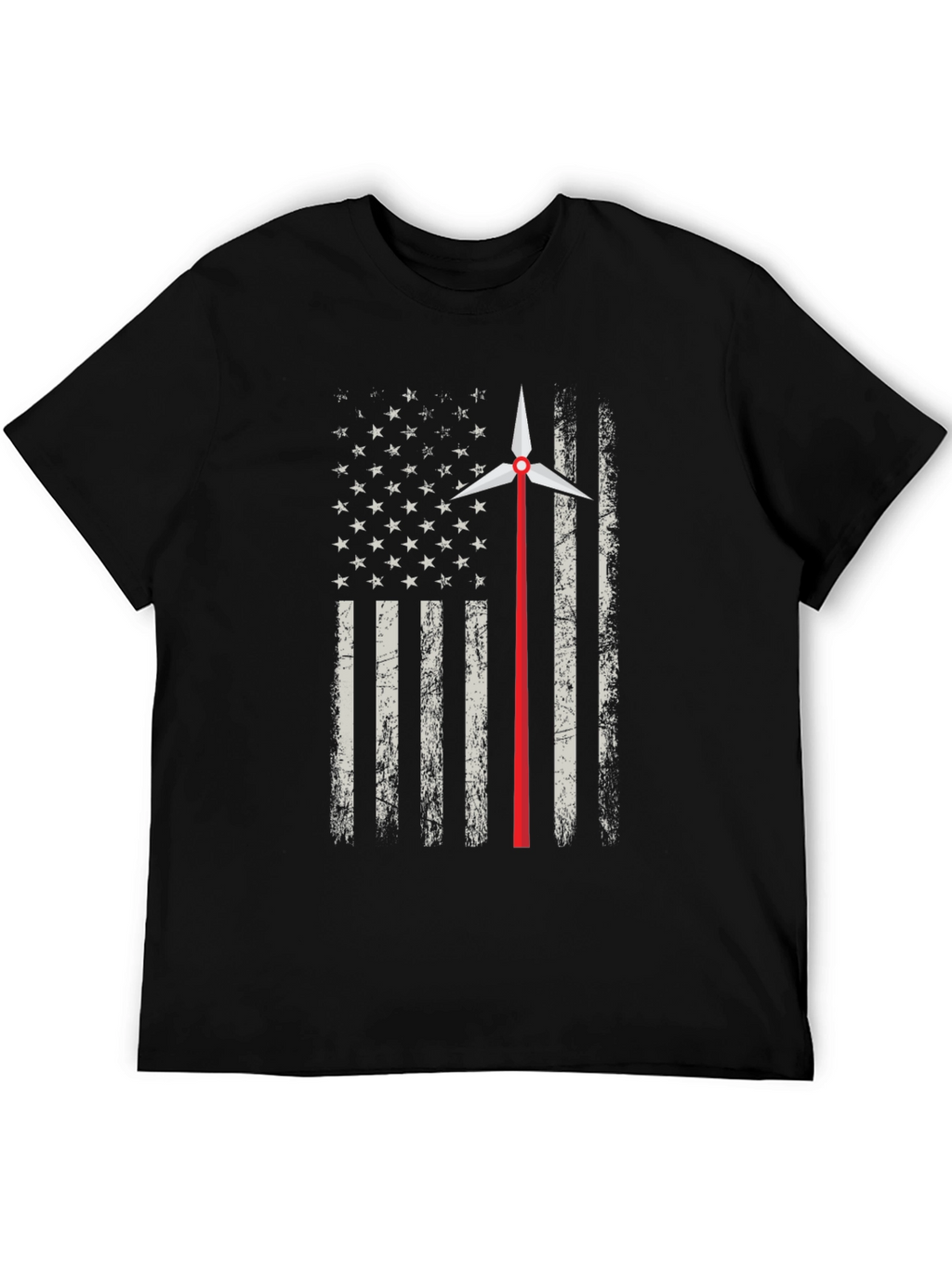 American Flag Wind Turbine T-Shirt