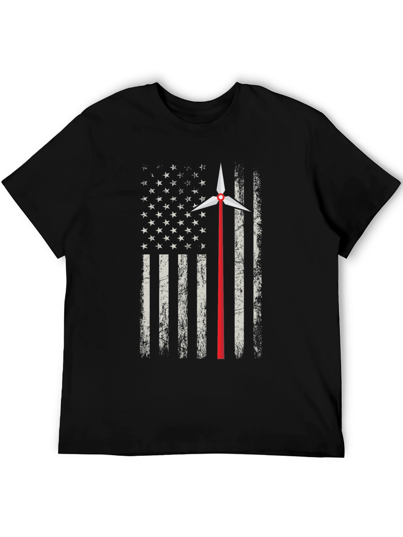 American Flag Wind Turbine T-Shirt