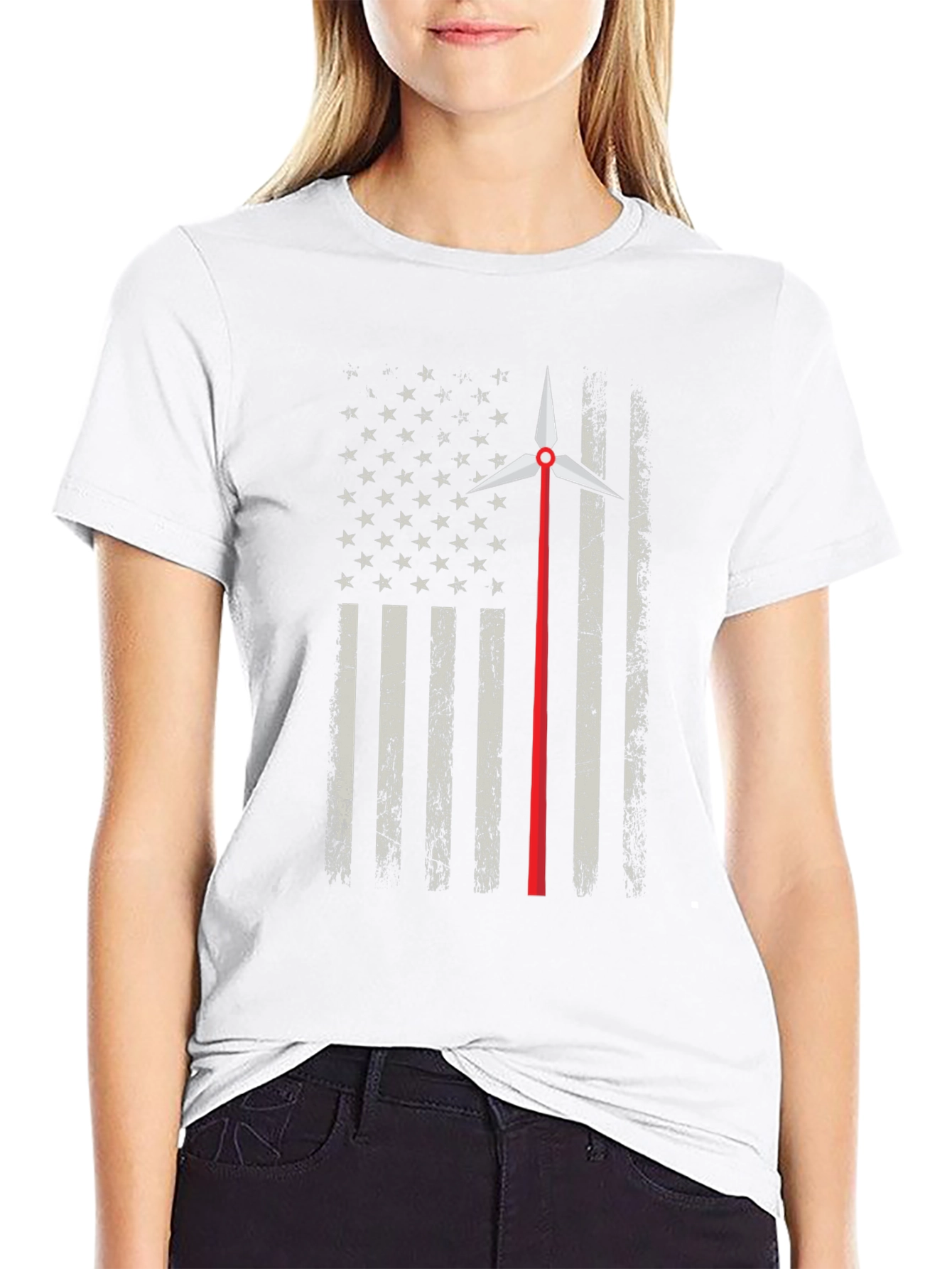 American Flag Wind Turbine T-Shirt