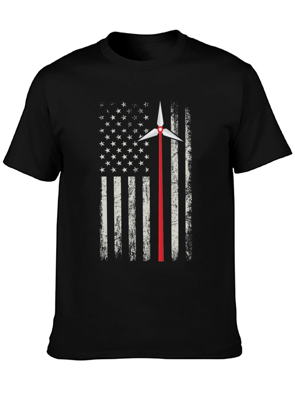 American Flag Wind Turbine T-Shirt