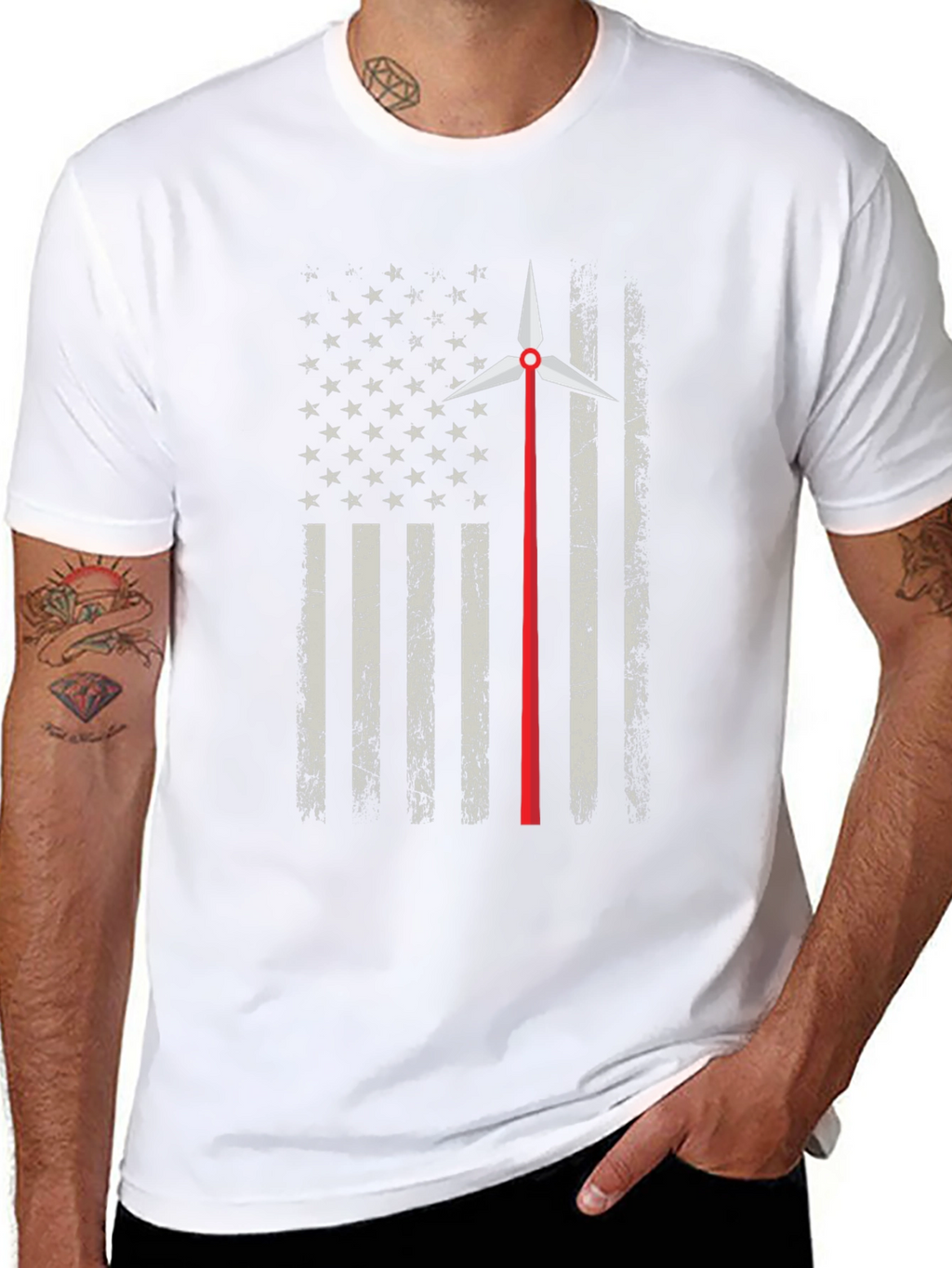 American Flag Wind Turbine T-Shirt