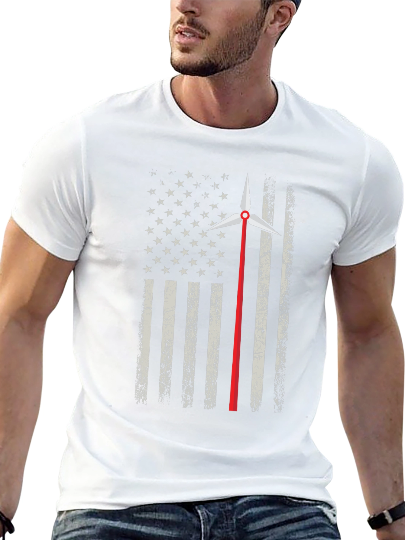 American Flag Wind Turbine T-Shirt