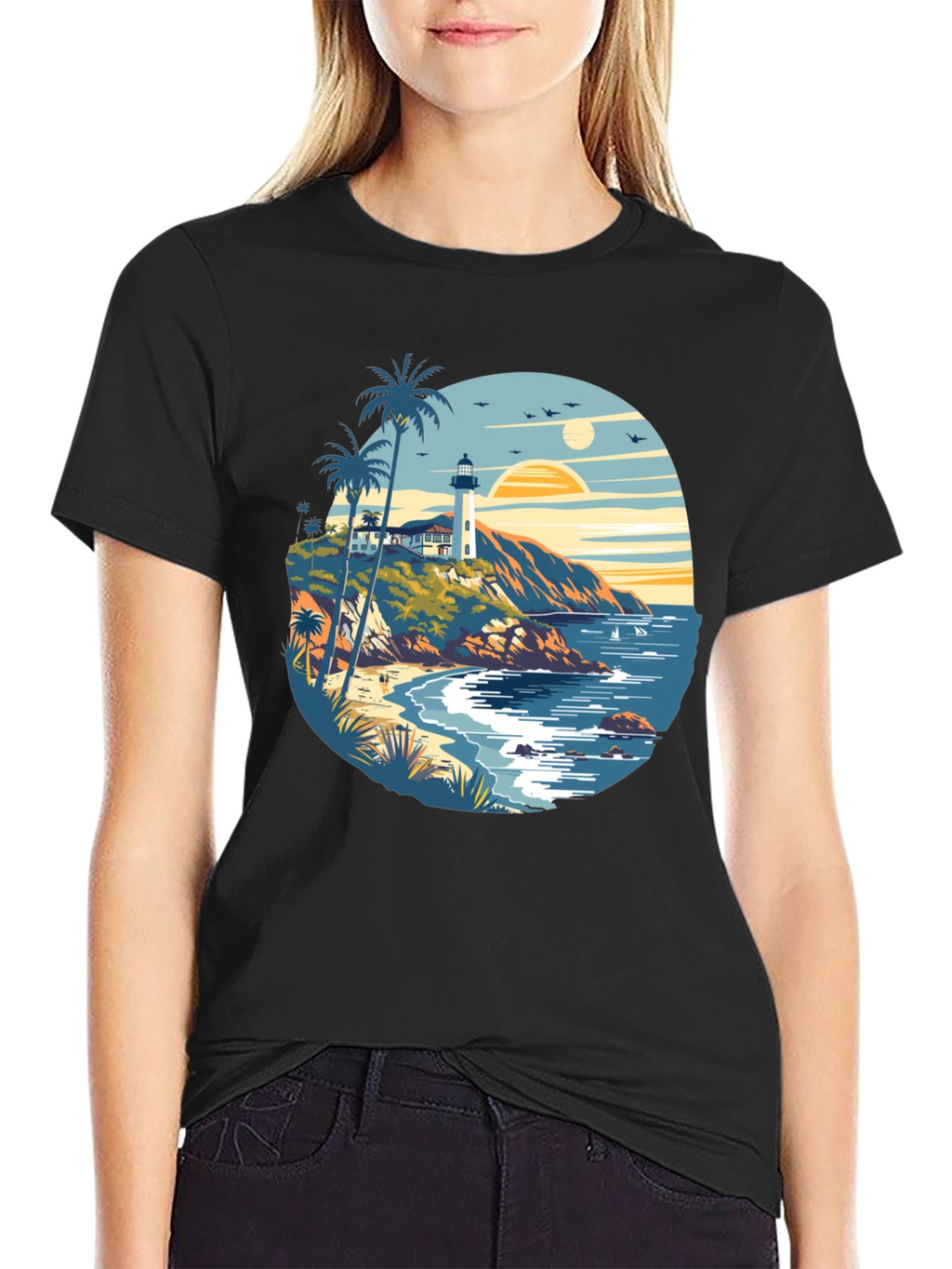 Beach Lighthouse Graphic Tee - Mens