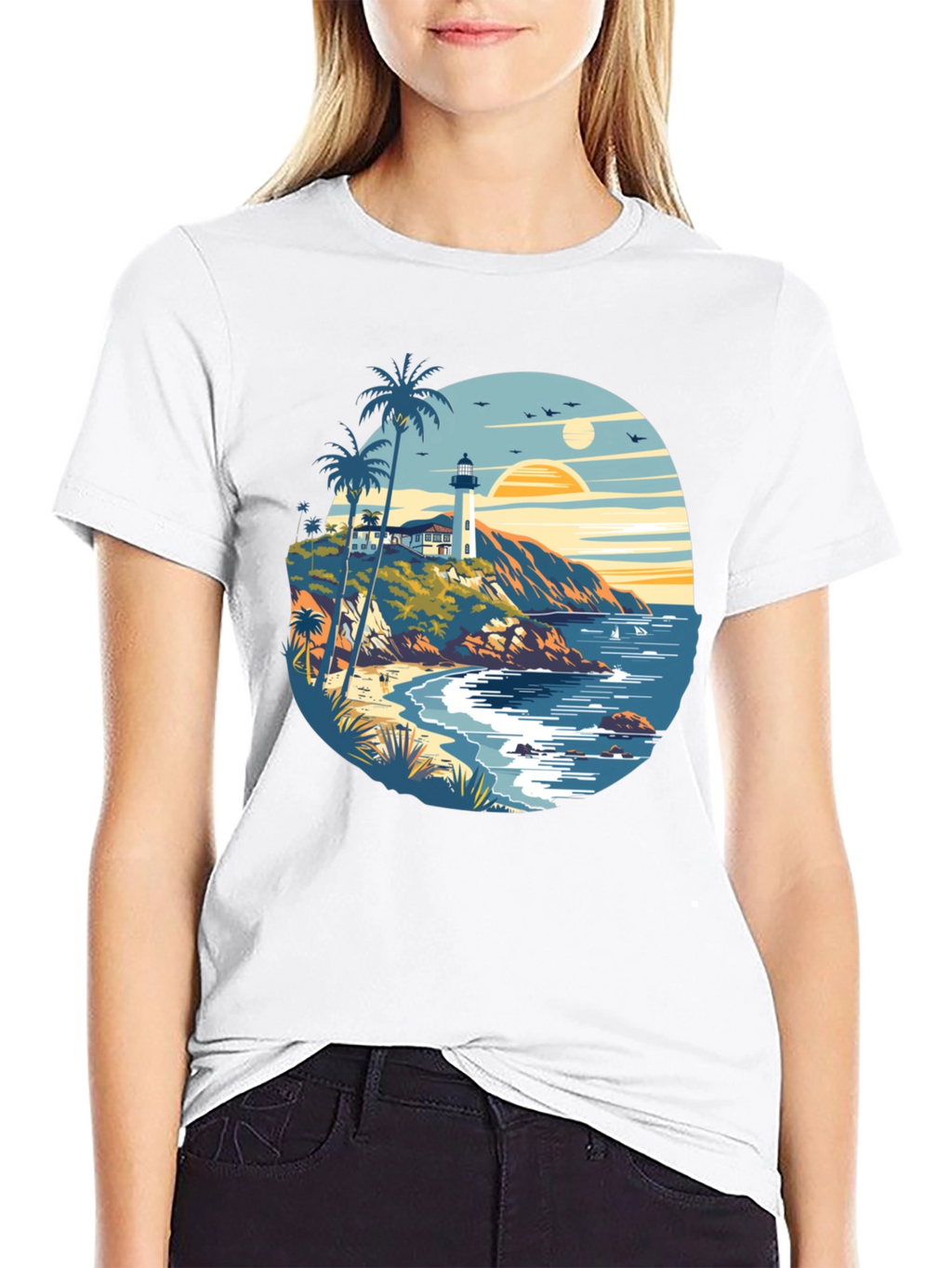 Beach Lighthouse Graphic Tee - Mens