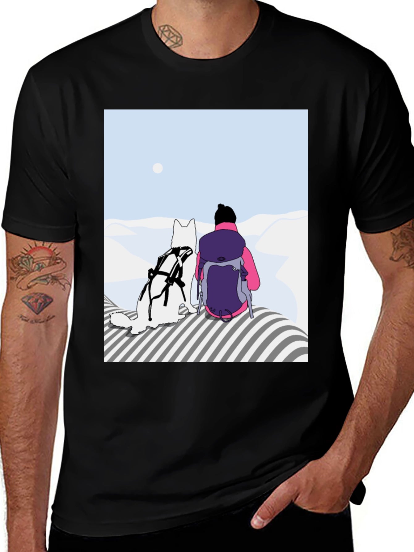 Dog & Hiker Graphic Tee - Adventure Awaits!