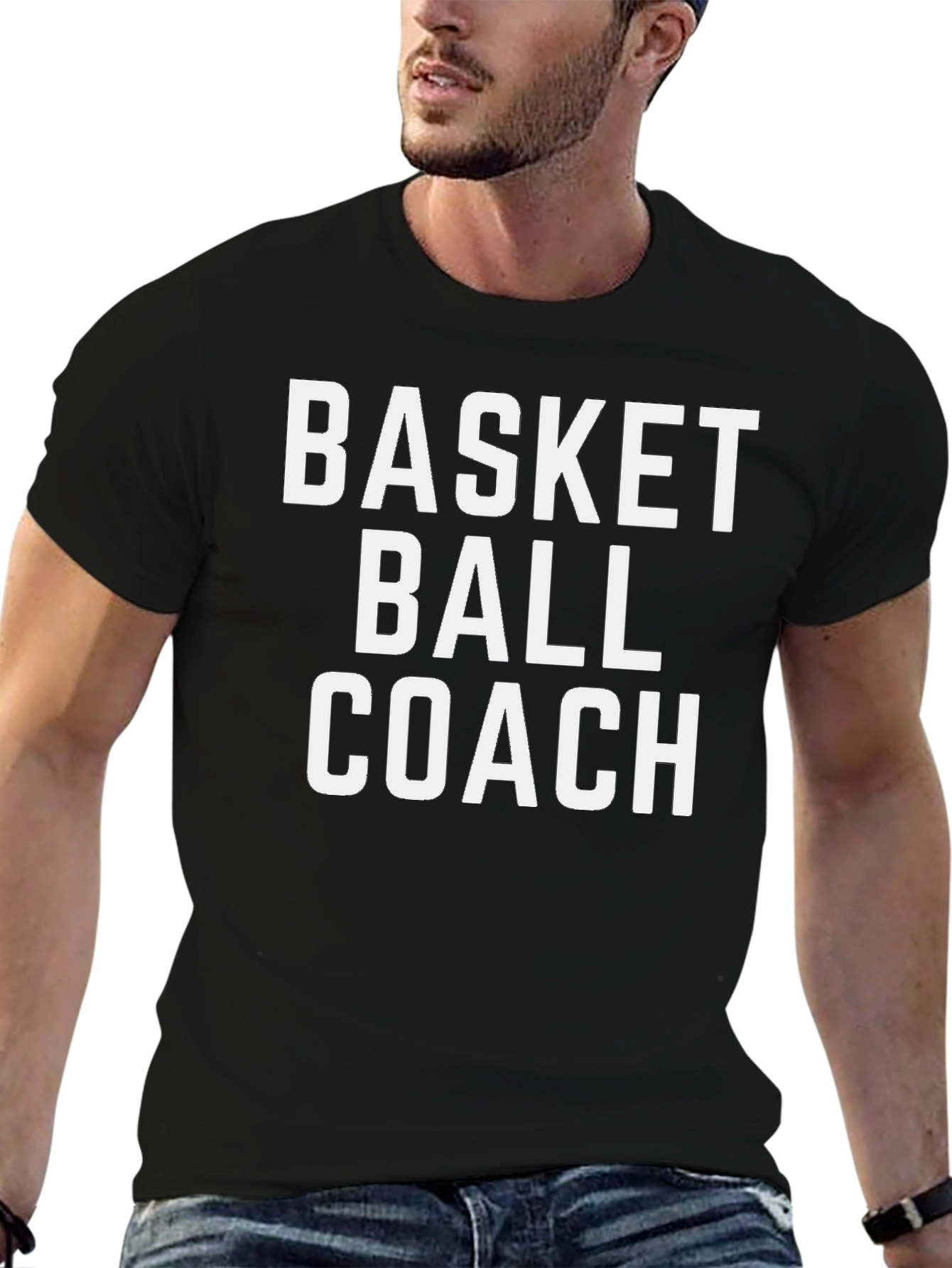 Basketball Coach Tee - Black Cotton T-Shirt