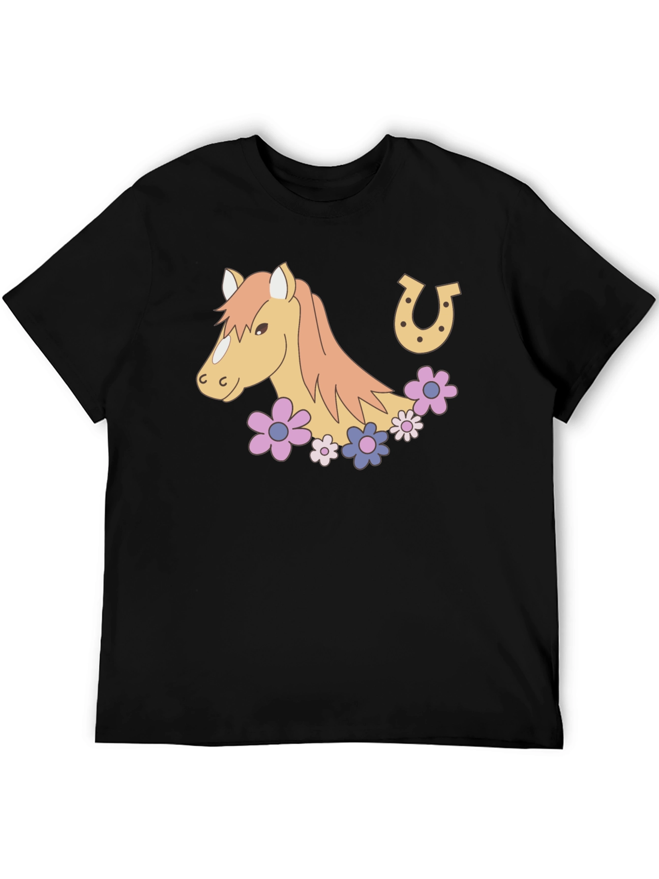 Horse & Horseshoe Graphic Tee - Black Unisex T-Shirt