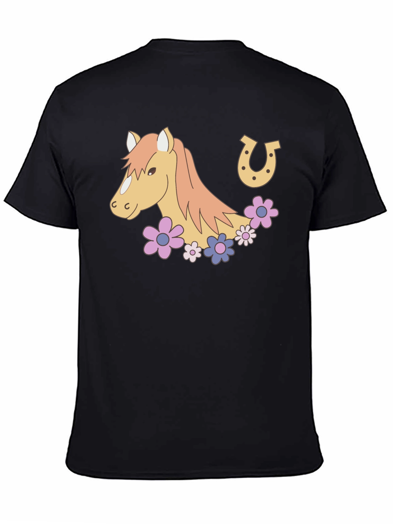 Horse & Horseshoe Graphic Tee - Black Unisex T-Shirt