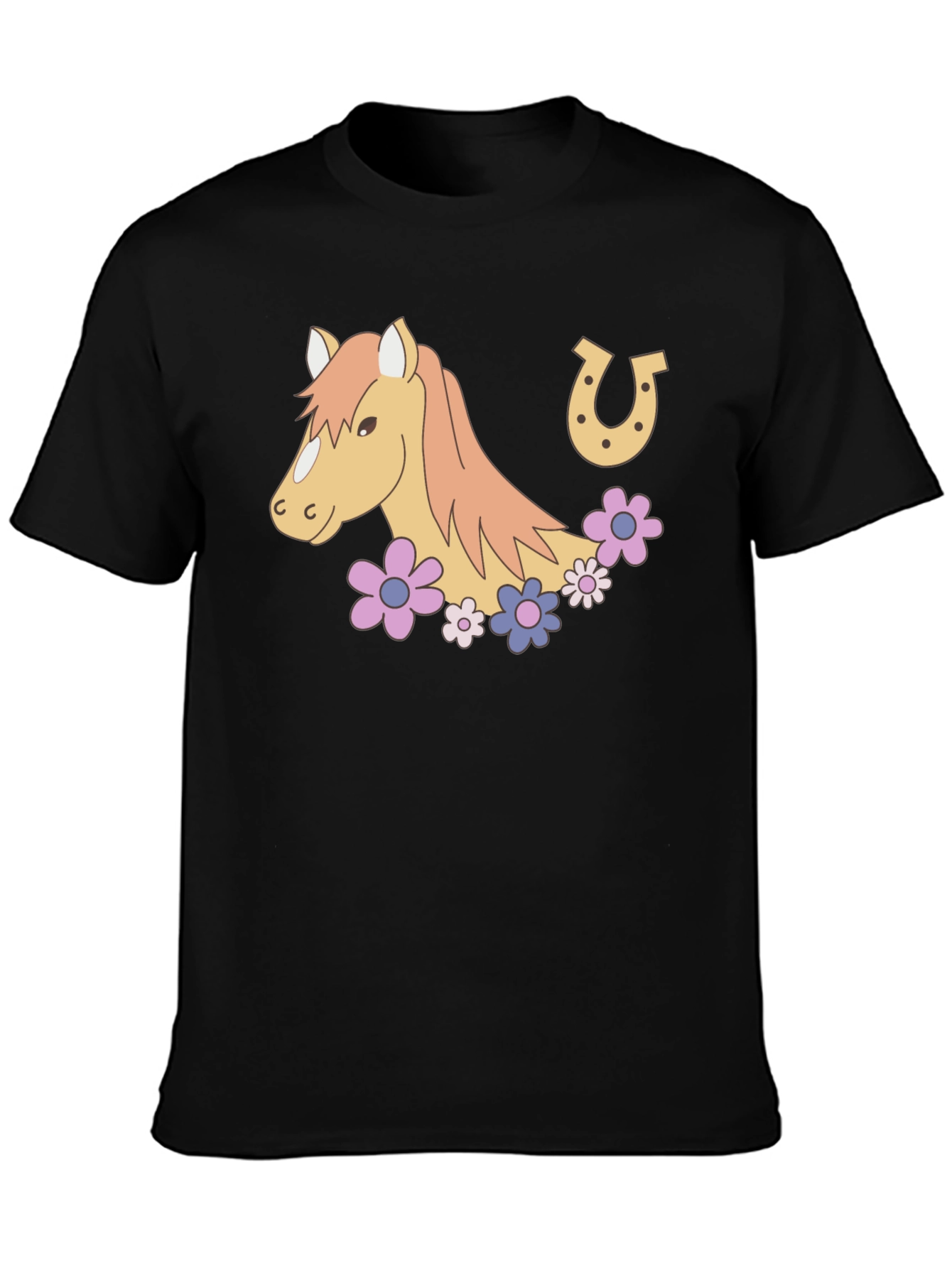 Horse & Horseshoe Graphic Tee - Black Unisex T-Shirt