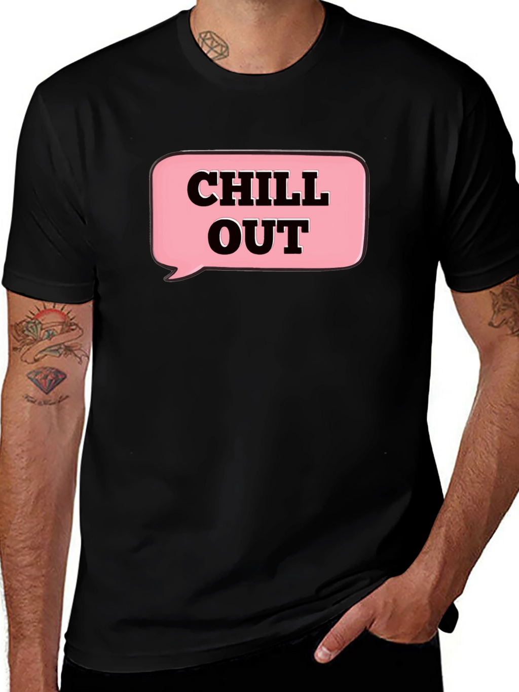 Chill Out Black Cotton Graphic T-Shirt