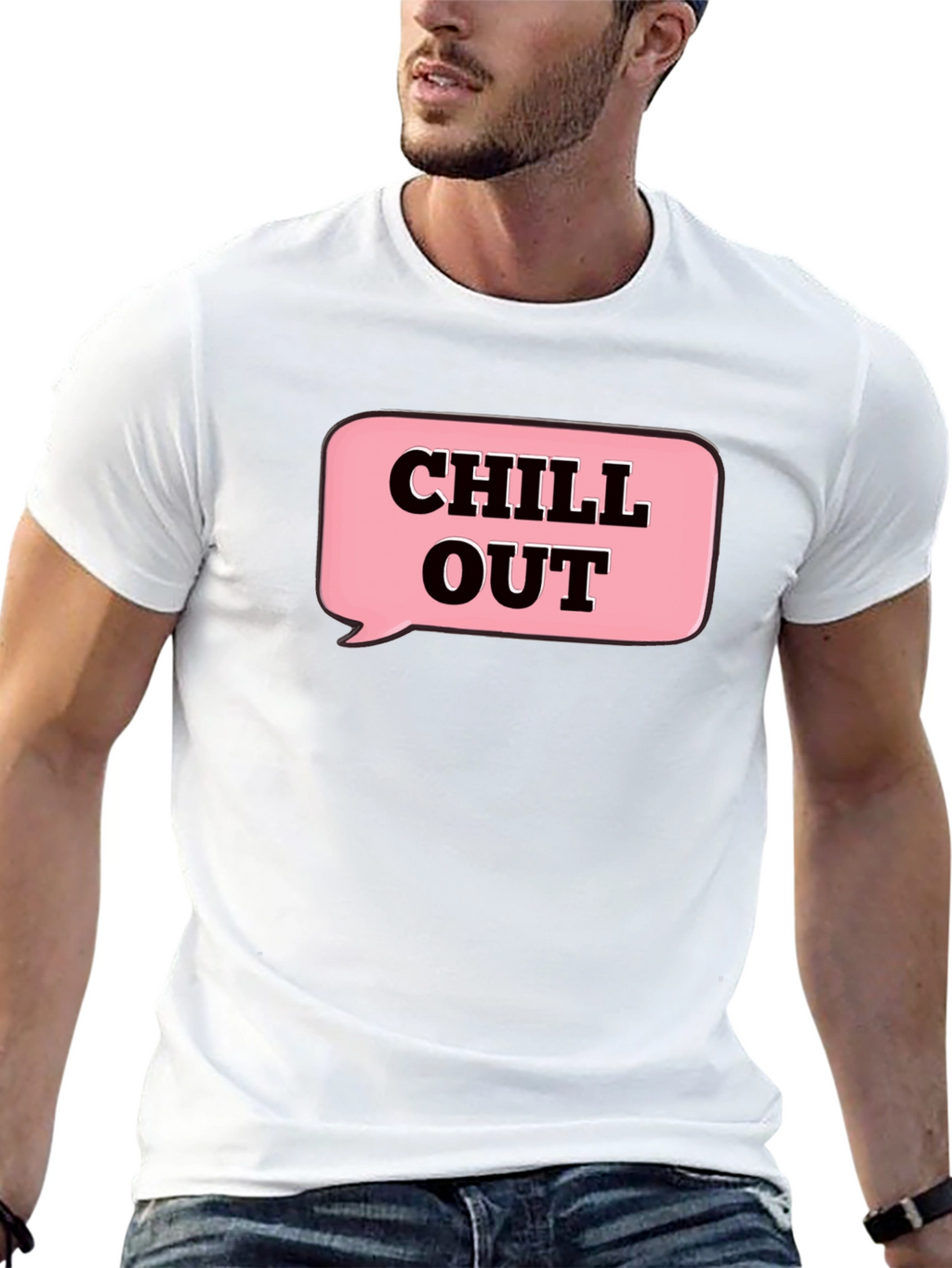 Chill Out Black Cotton Graphic T-Shirt