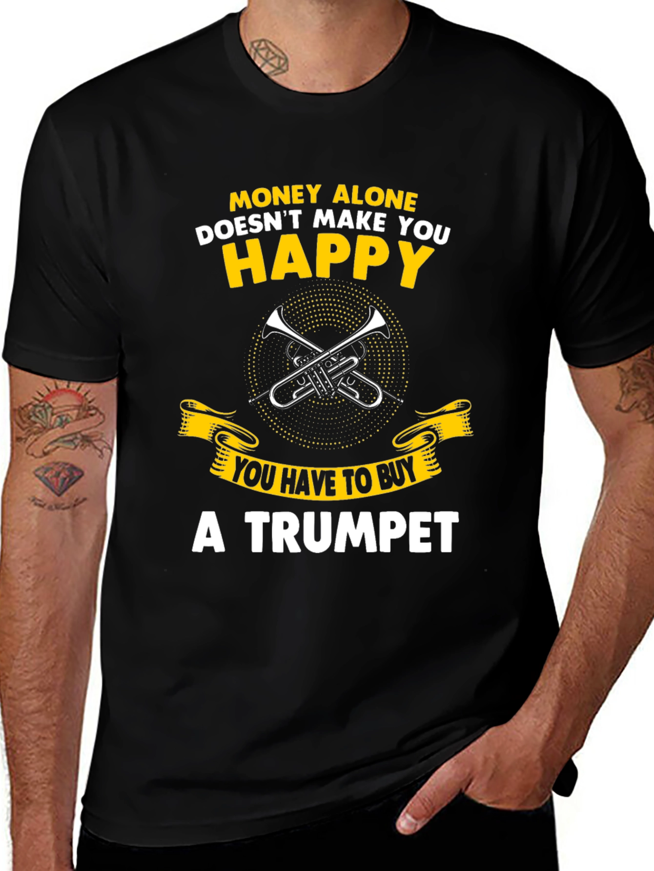 Funny Trumpet T-Shirt: Money Alone Doesnt Make You Happy