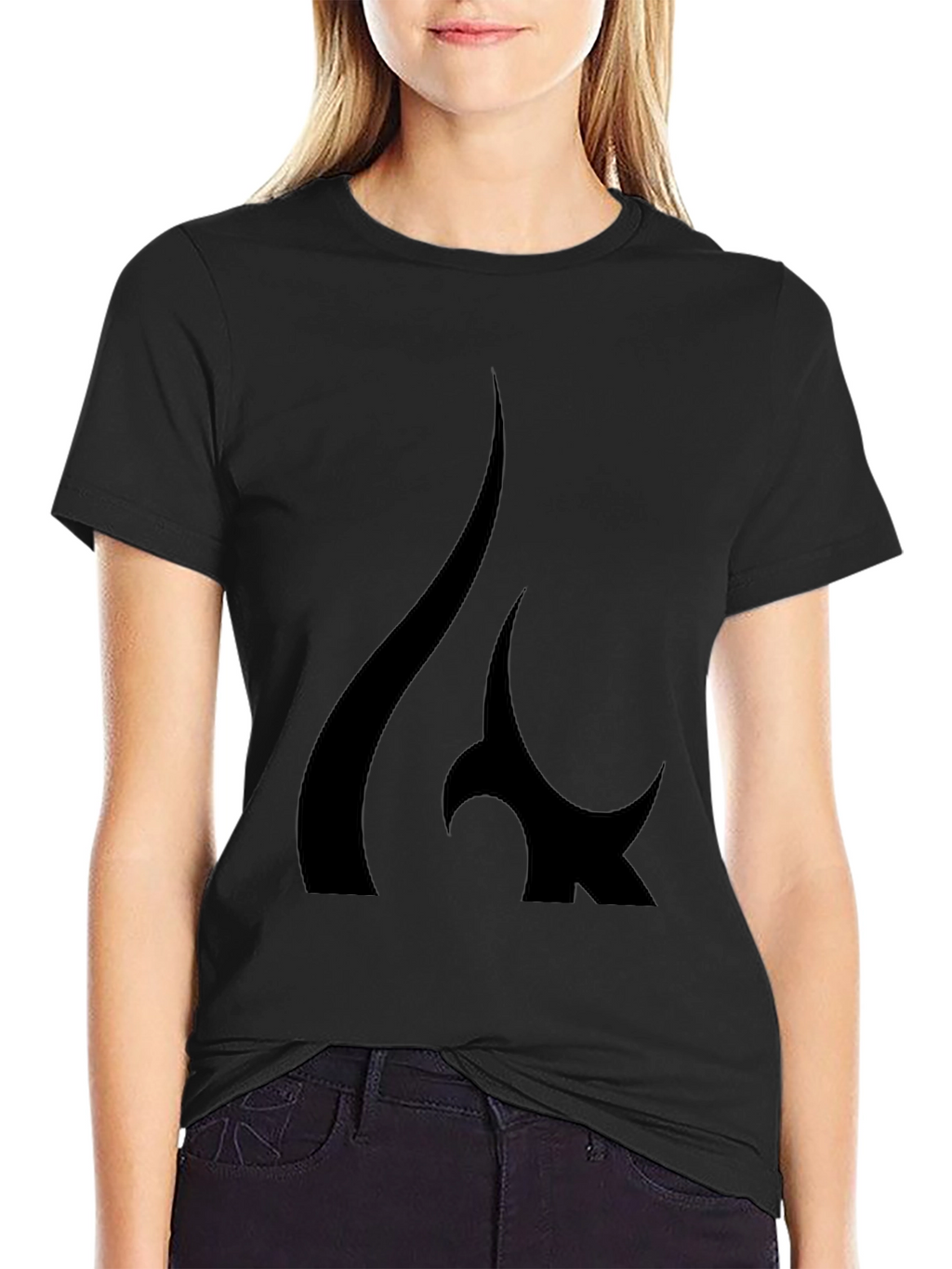 Black T-Shirt with Abstract Flame Graphic