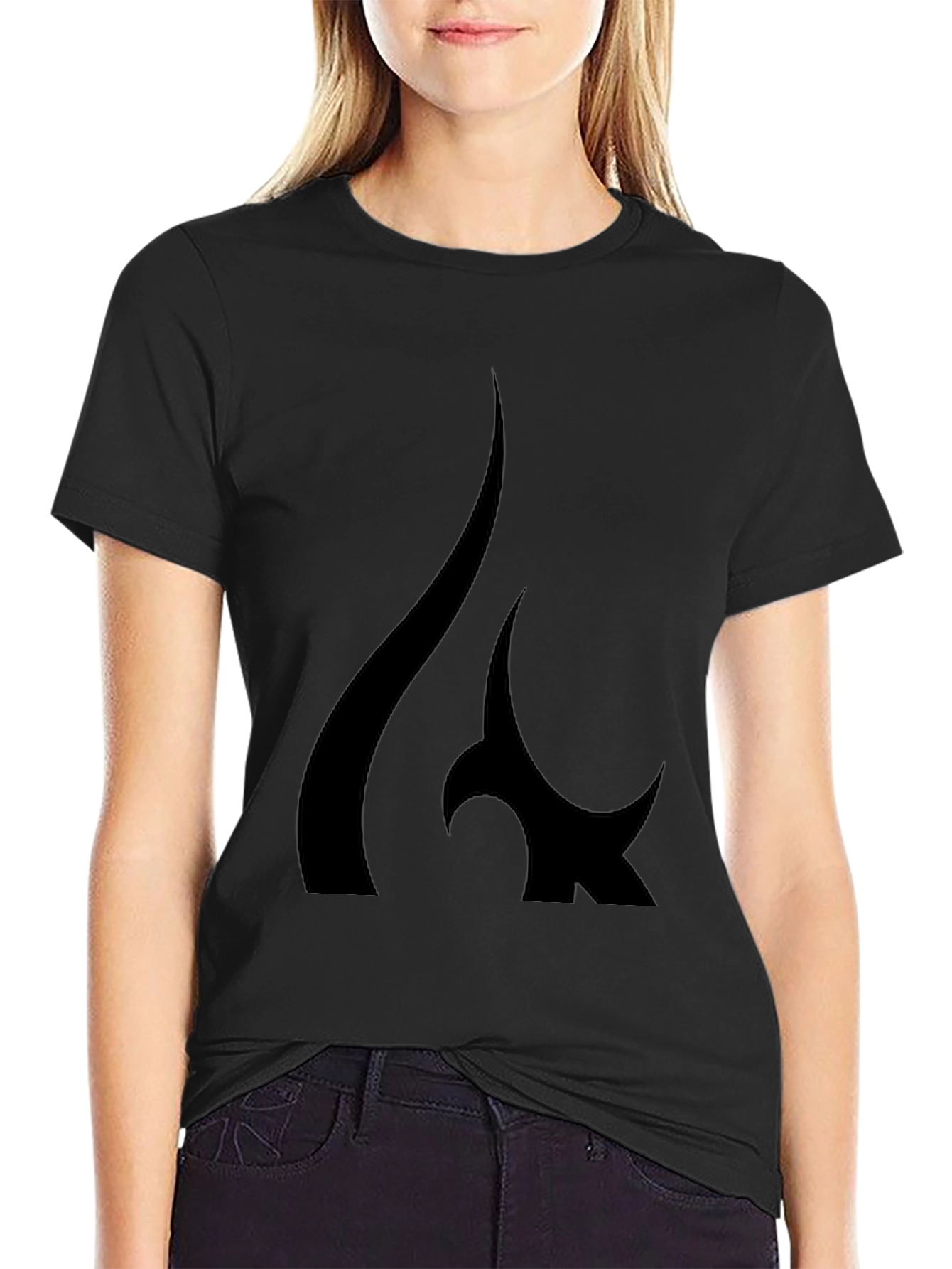 Black T-Shirt with Abstract Flame Graphic