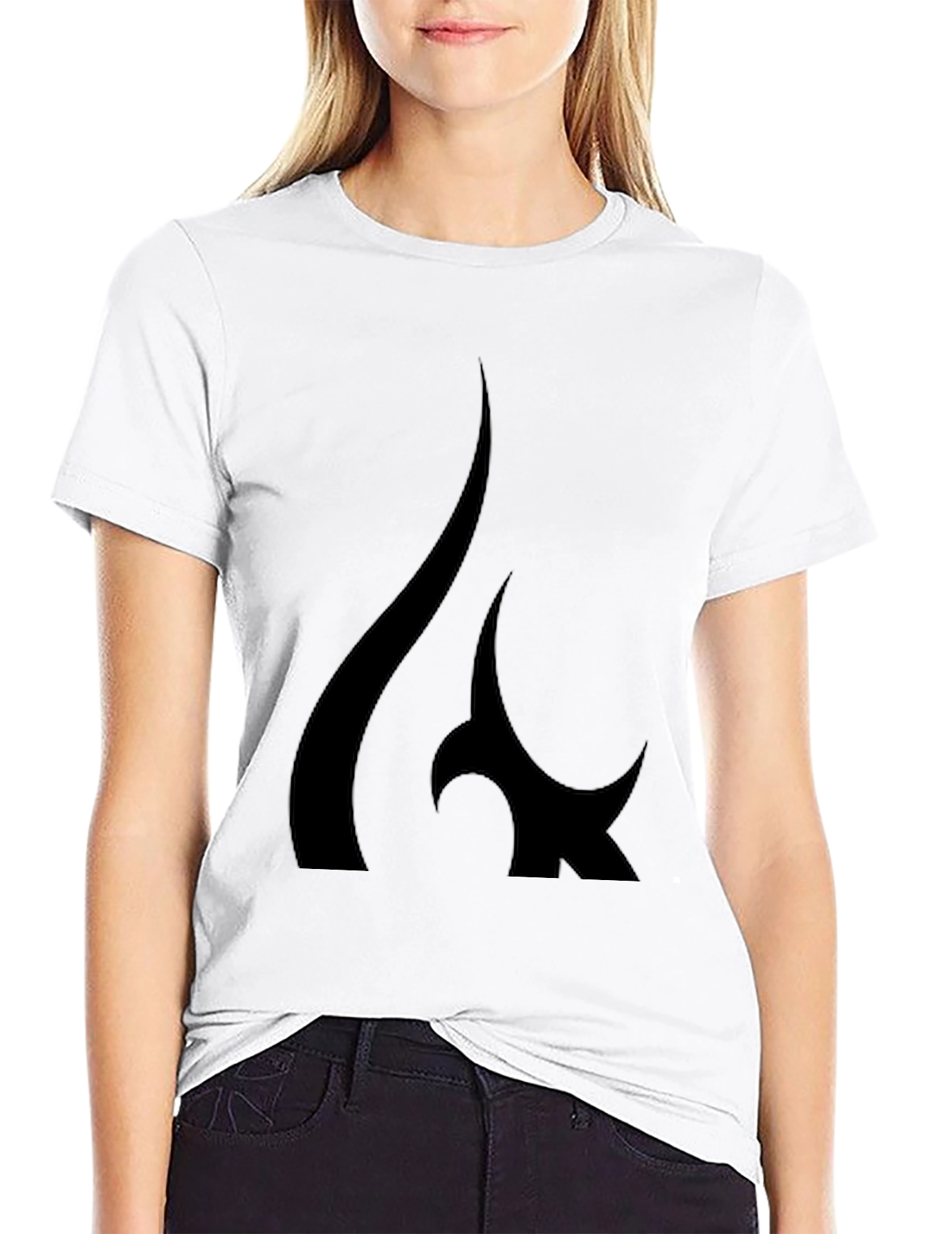 Black T-Shirt with Abstract Flame Graphic