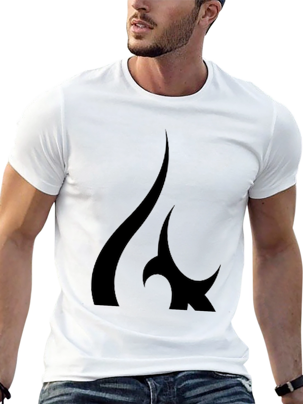 Black T-Shirt with Abstract Flame Graphic