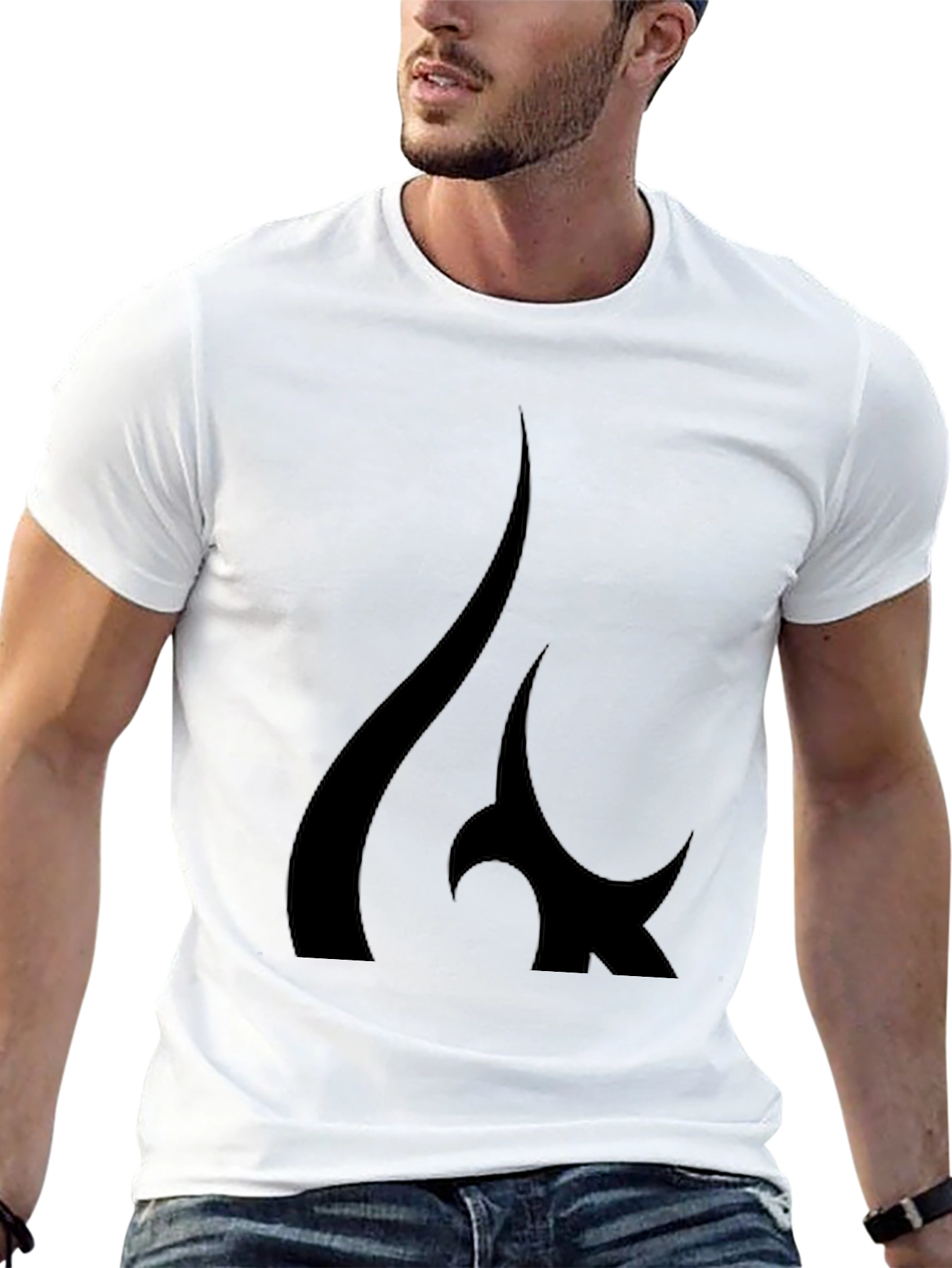 Black T-Shirt with Abstract Flame Graphic